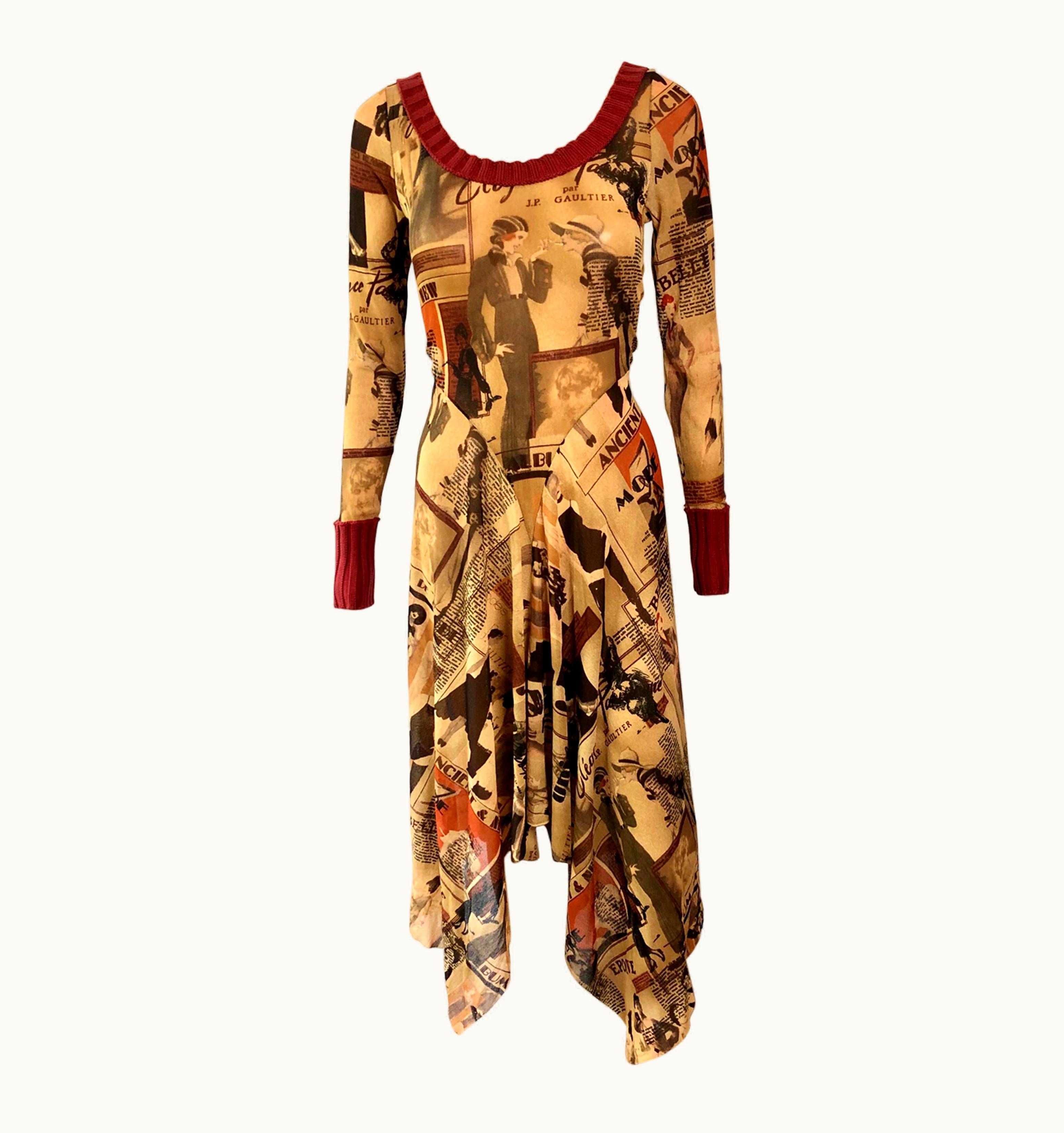 Jean-Paul Gaultier Jean Paul Gaultier S/S 1996 Vintage Belle Epoque Print Mesh Maxi Dress