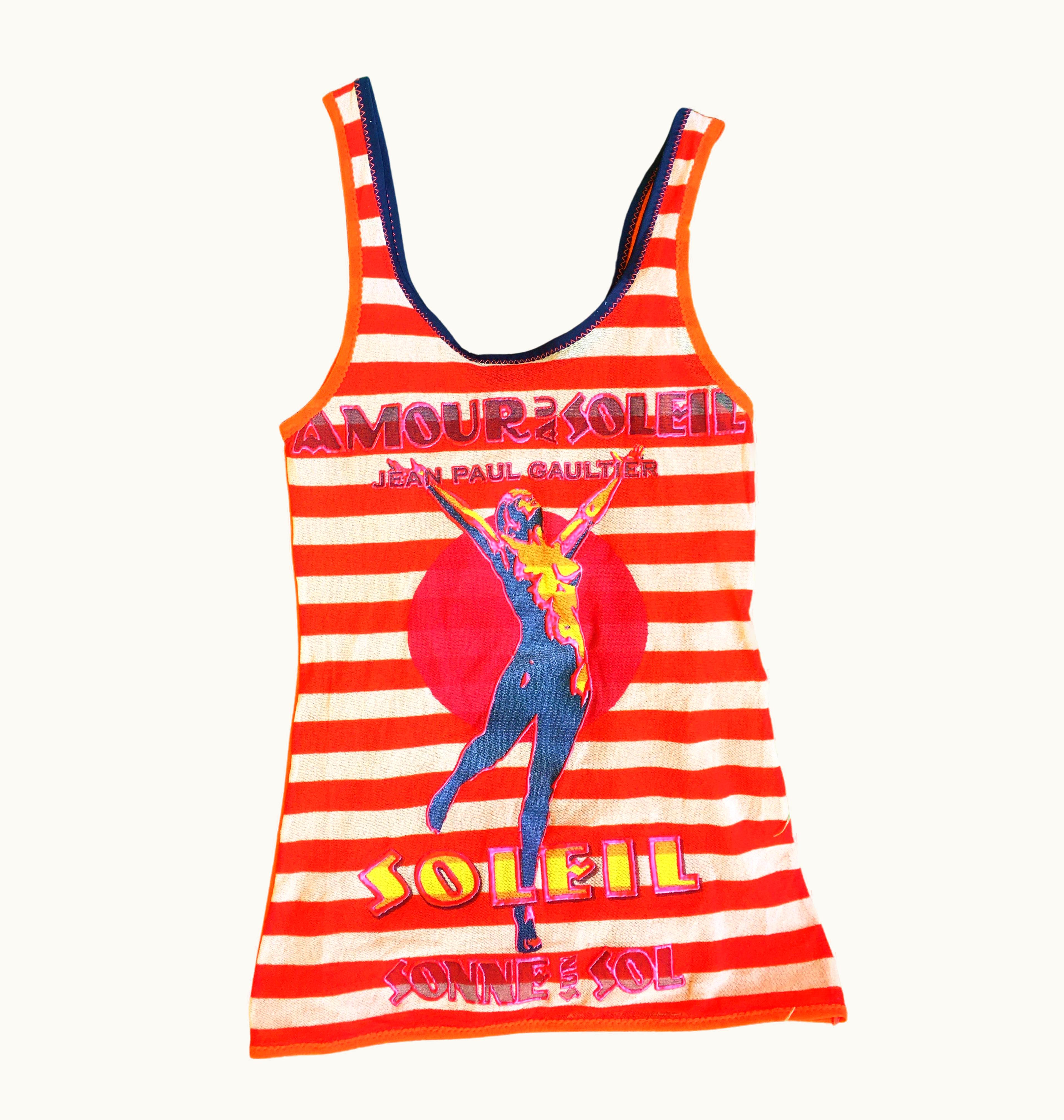 Jean-Paul Gaultier Jean Paul Gaultier Amour Au Soleil Circus Striped Transparent Mesh Tank Tee Top