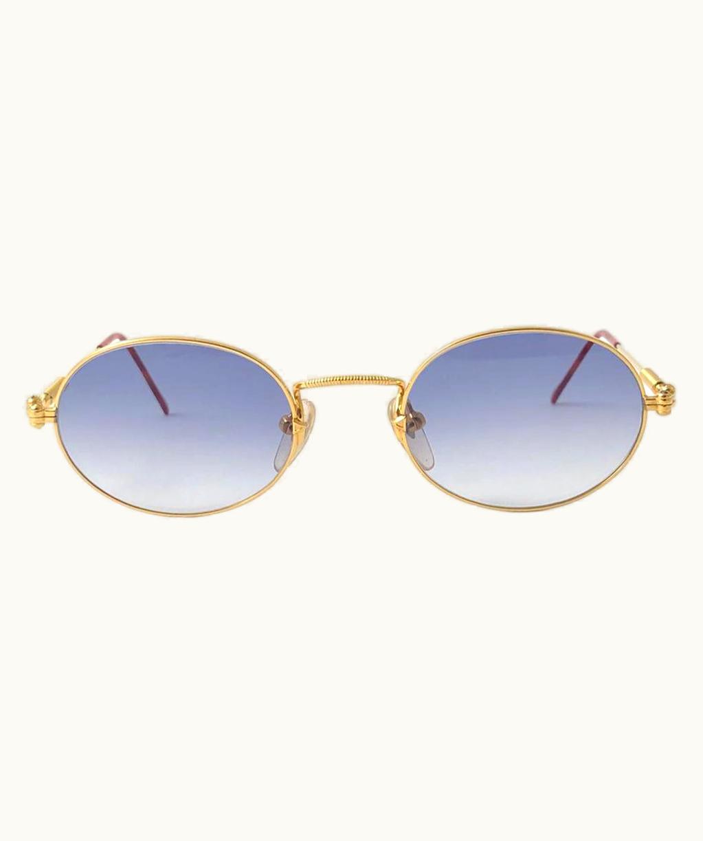 Jean-Paul Gaultier Vintage Jean Paul Gaultier 55 4179 Gold Oval Frame Sunglasses 1990' Japan