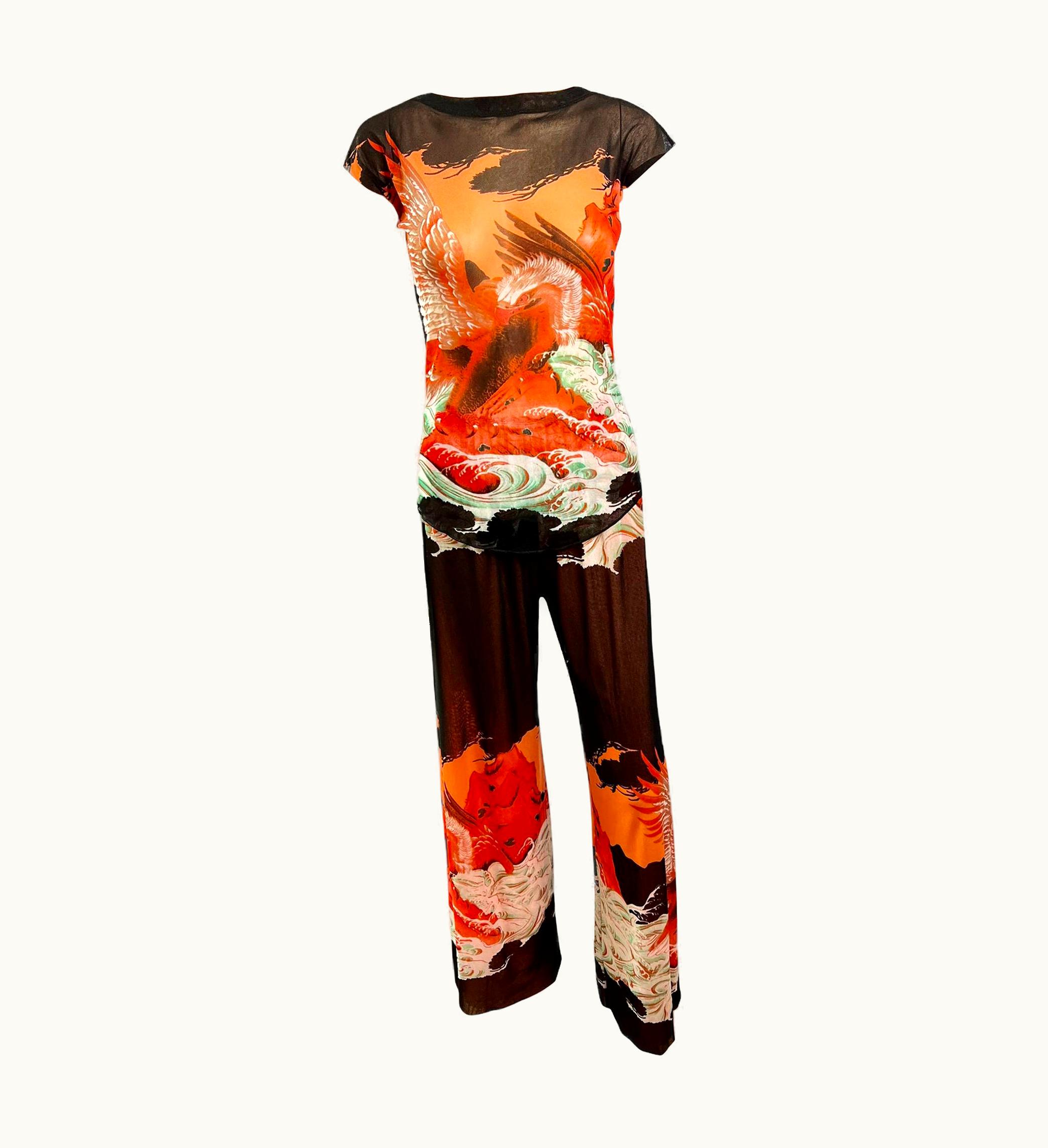 Jean-Paul Gaultier Jean Paul Gaultier Soleil Vintage Eagle Tattoo Print Top & Pants 2 Piece Set