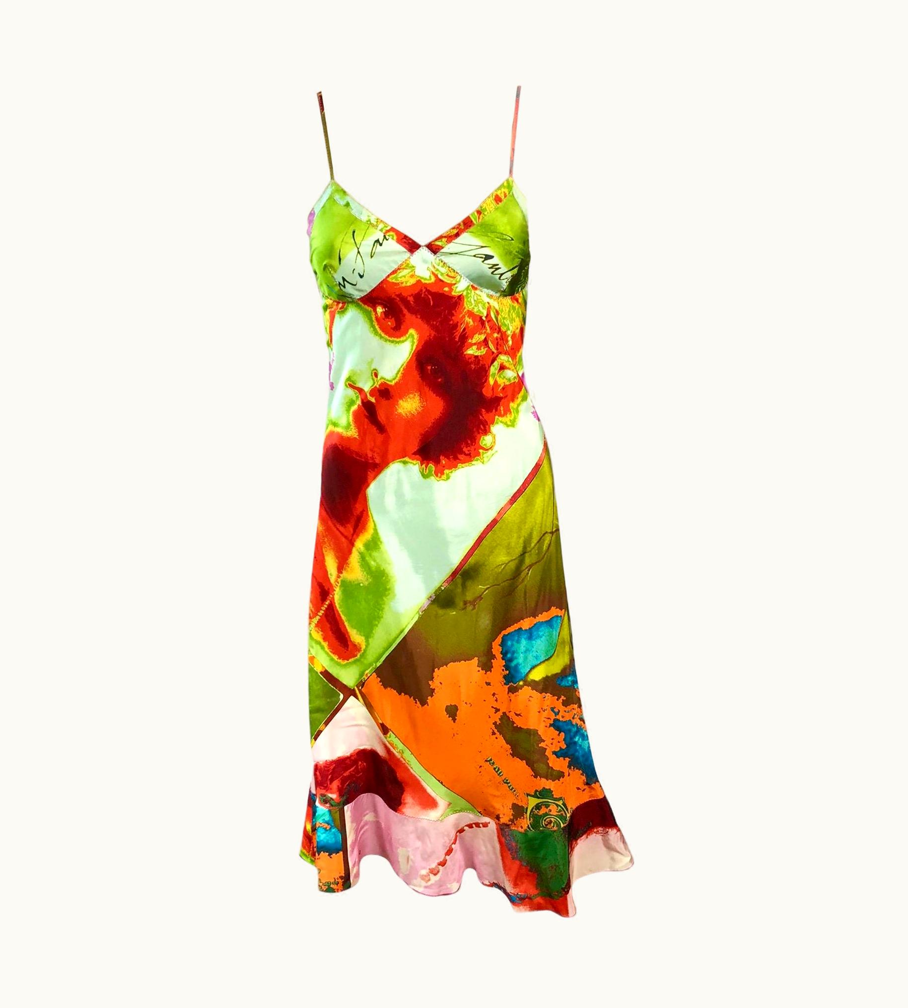 Jean-Paul Gaultier Jean Paul Gaultier S/S 2002 Vintage "Portraits" Faces People Print Slip Dress UZ0596547