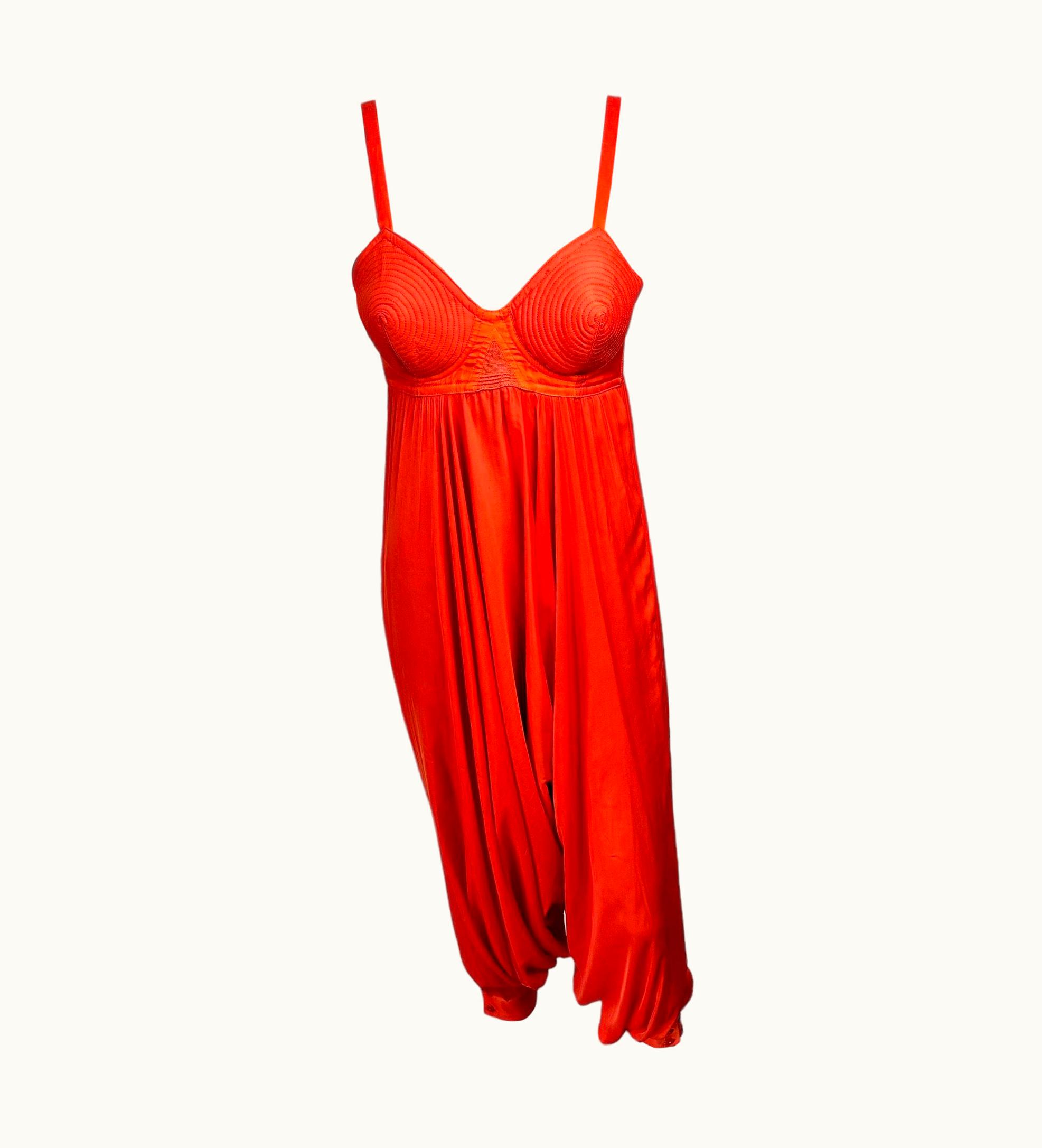 Jean-Paul Gaultier Jean Paul Gaultier S/S 2010 Runway Cone Bra Bustier Red Romper Jumpsuit
