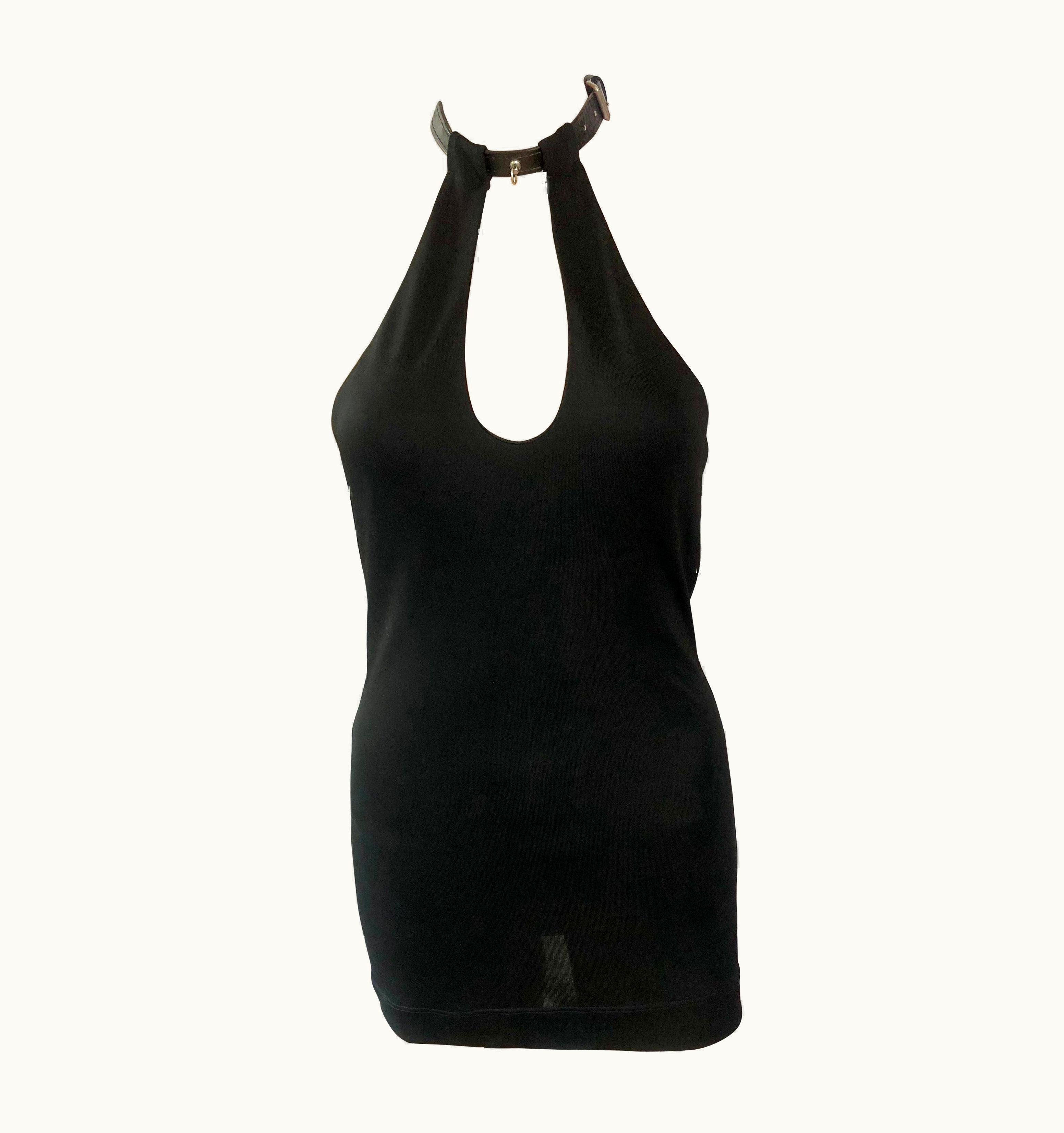 Jean-Paul Gaultier Jean Paul Gaultier Vintage C. 1990 Bondage Leather Collar Black Micro Mini Dress