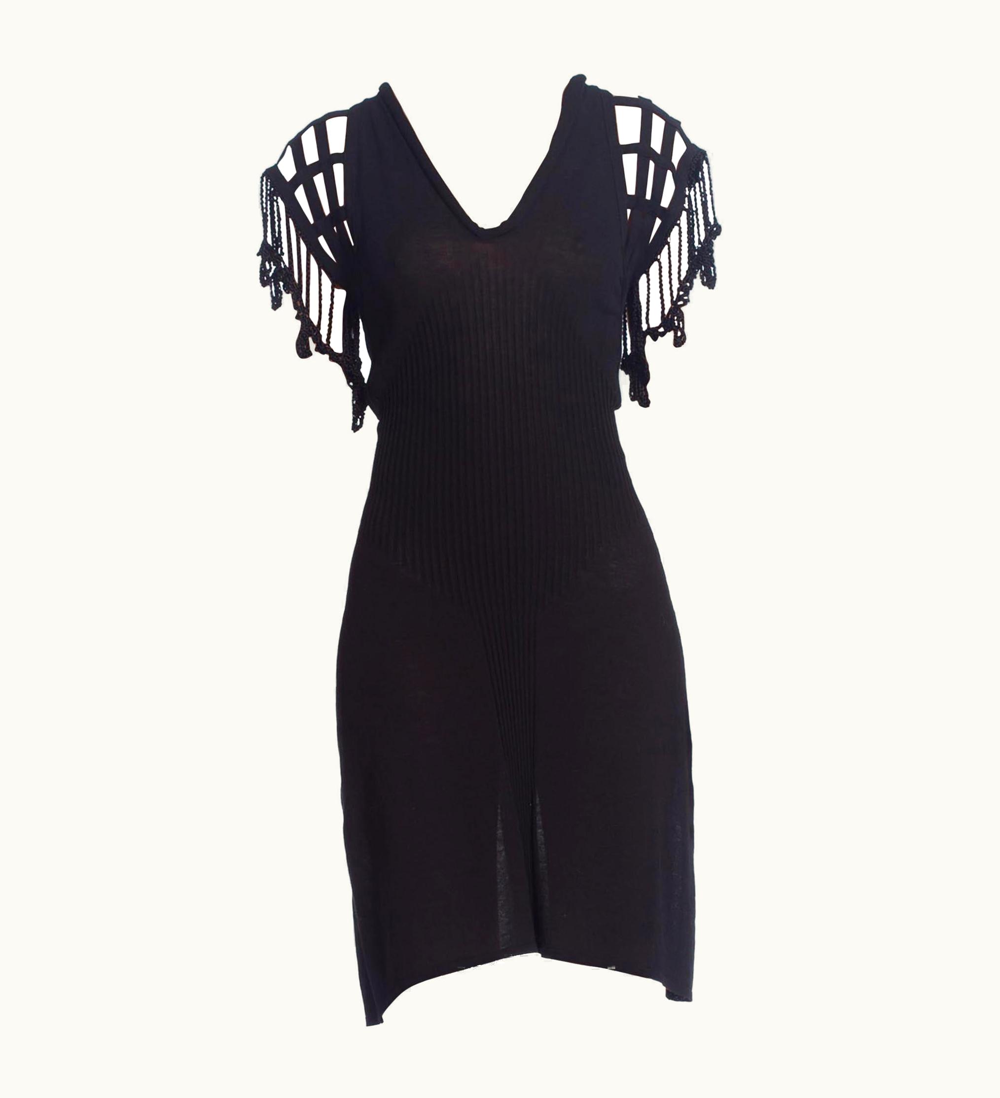 Jean-Paul Gaultier 1990s Jean Paul Gaultier Black Cotton Knit Dress With Corset Boning Inspired Sl