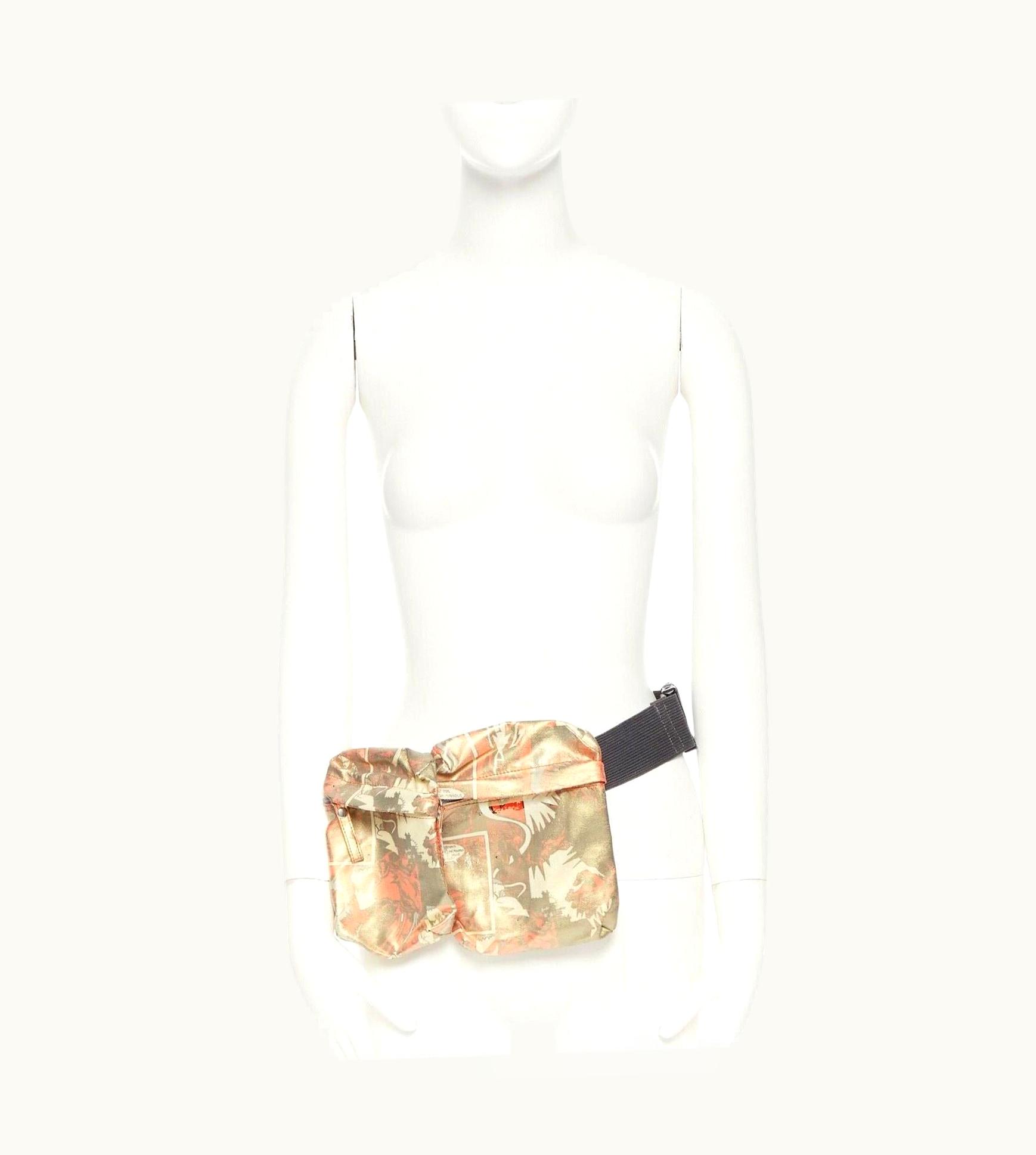 Jean-Paul Gaultier Vintage Jean Paul Gaultier Gold Coated Comic Print 3 Utility Pouch Belt Bag