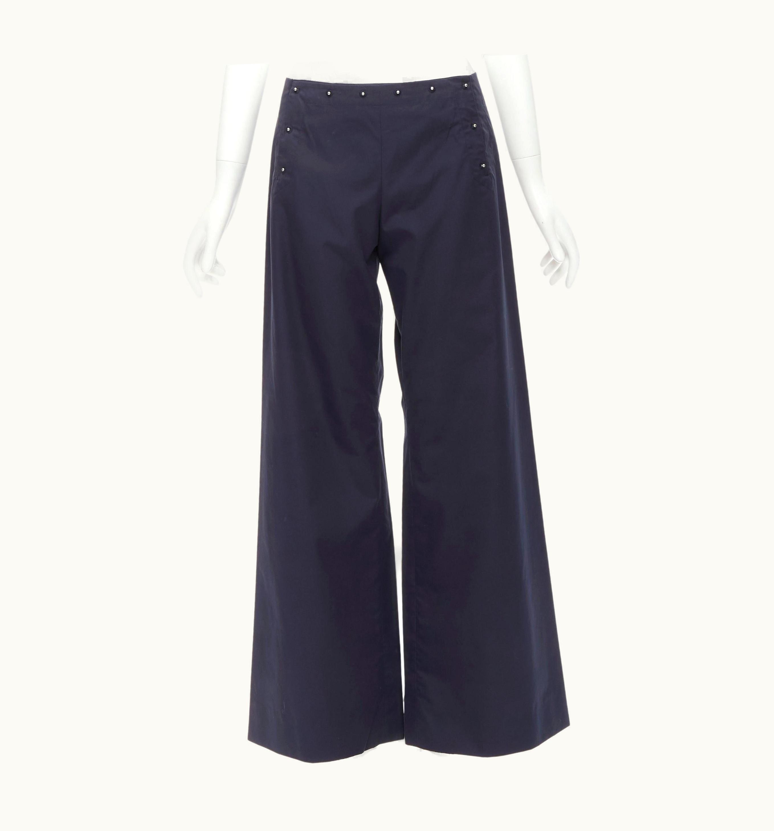 Jean-Paul Gaultier Jean Paul Gaultier Vintage Navy Silver Button Wide Leg Nautical Pants