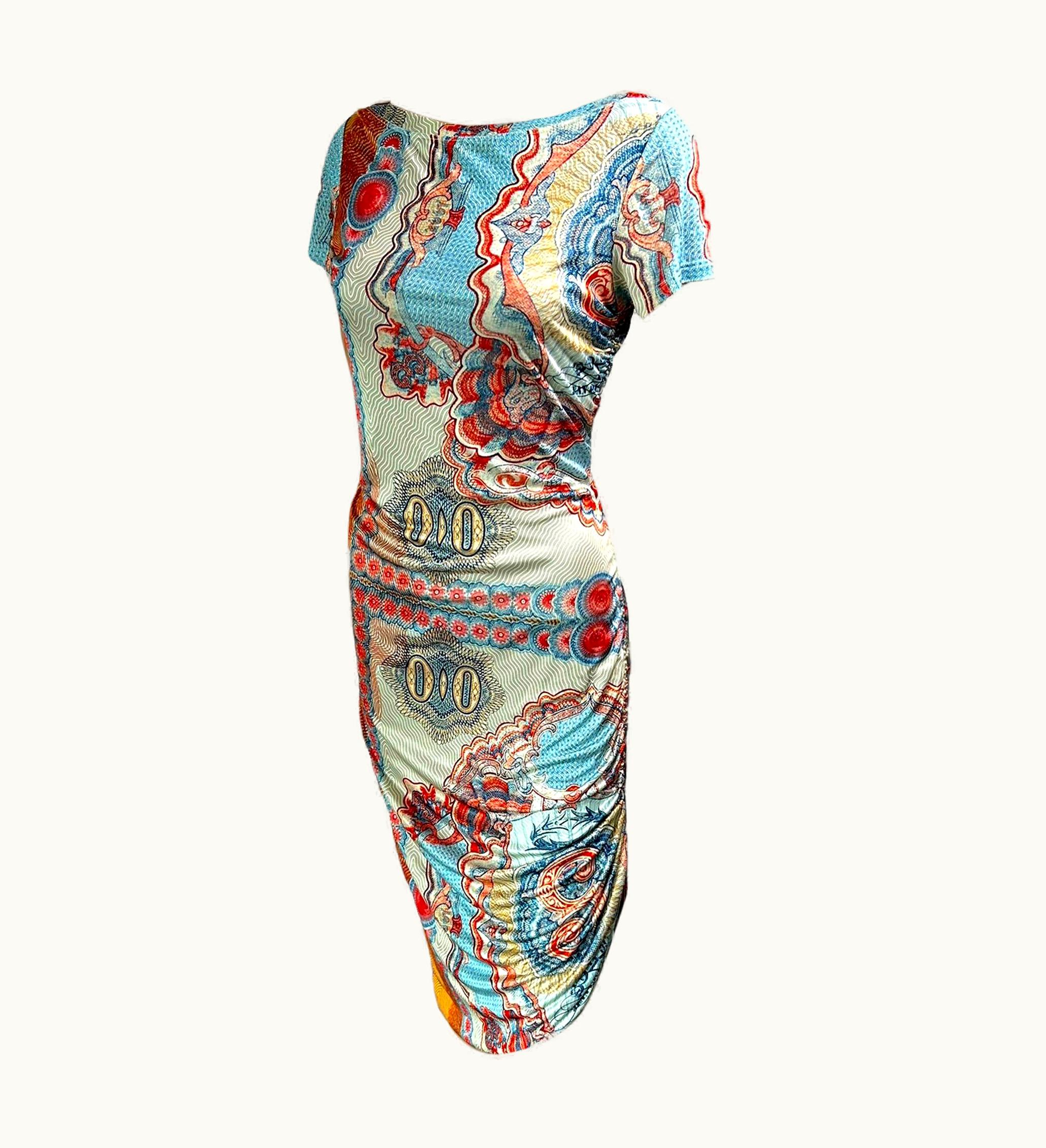 Jean-Paul Gaultier Jean Paul Gaultier Soleil Vintage Currency Money Print Midi Dress