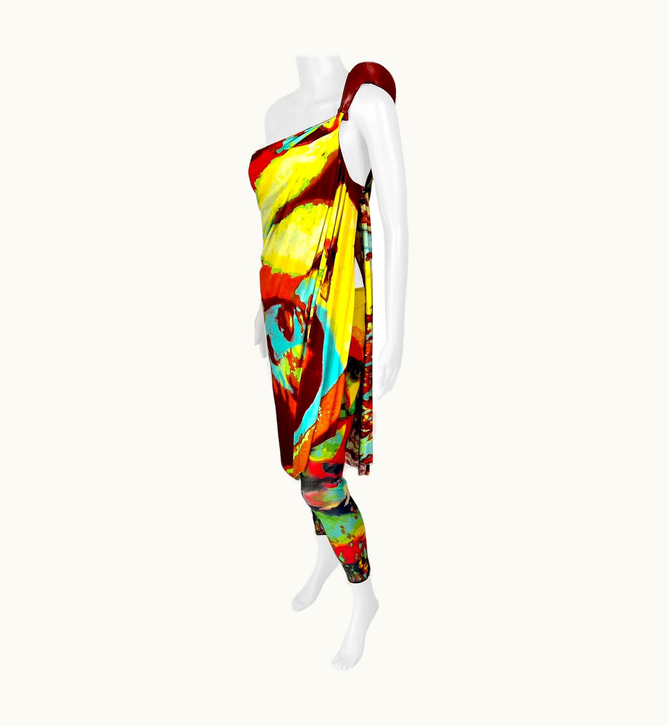 Jean-Paul Gaultier Jean Paul Gaultier S/S 2000 Psychedelic Dress & Leggings Ensemble 2 Piece Set