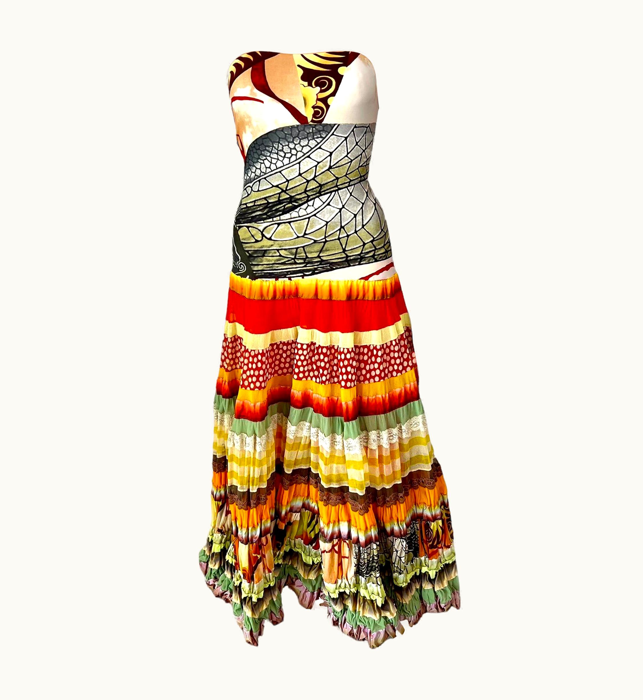 Jean-Paul Gaultier Jean Paul Gaultier S/S 2005 Runway Abstract Salvador Dali Print Maxi Dress