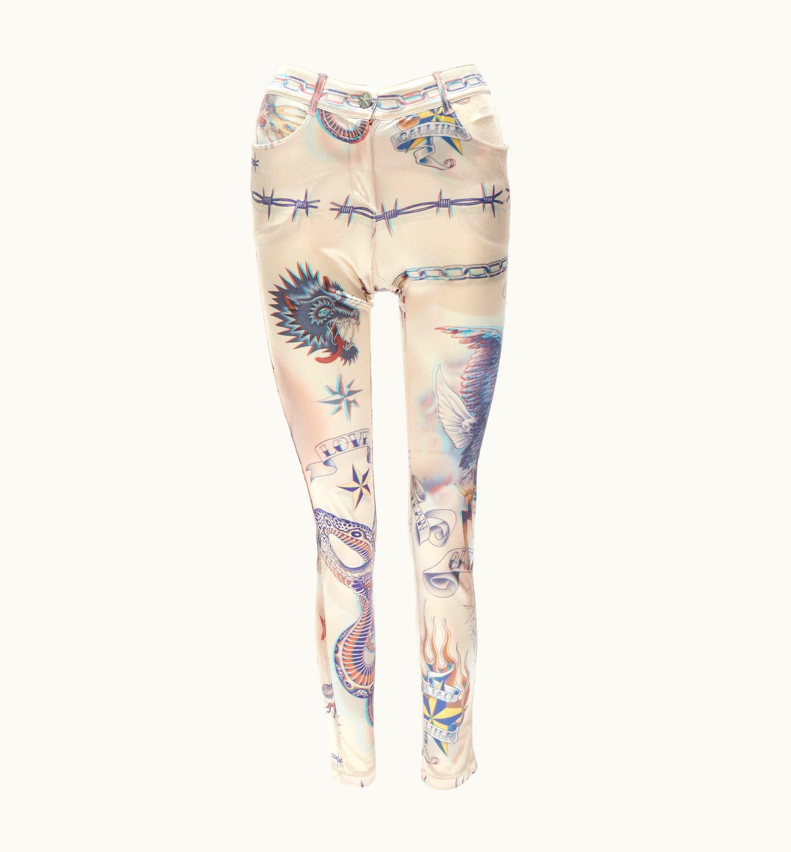 Jean-Paul Gaultier Vintage Jean Paul Gaultier Punk Tattoo Print Polyamide Skinny Pants