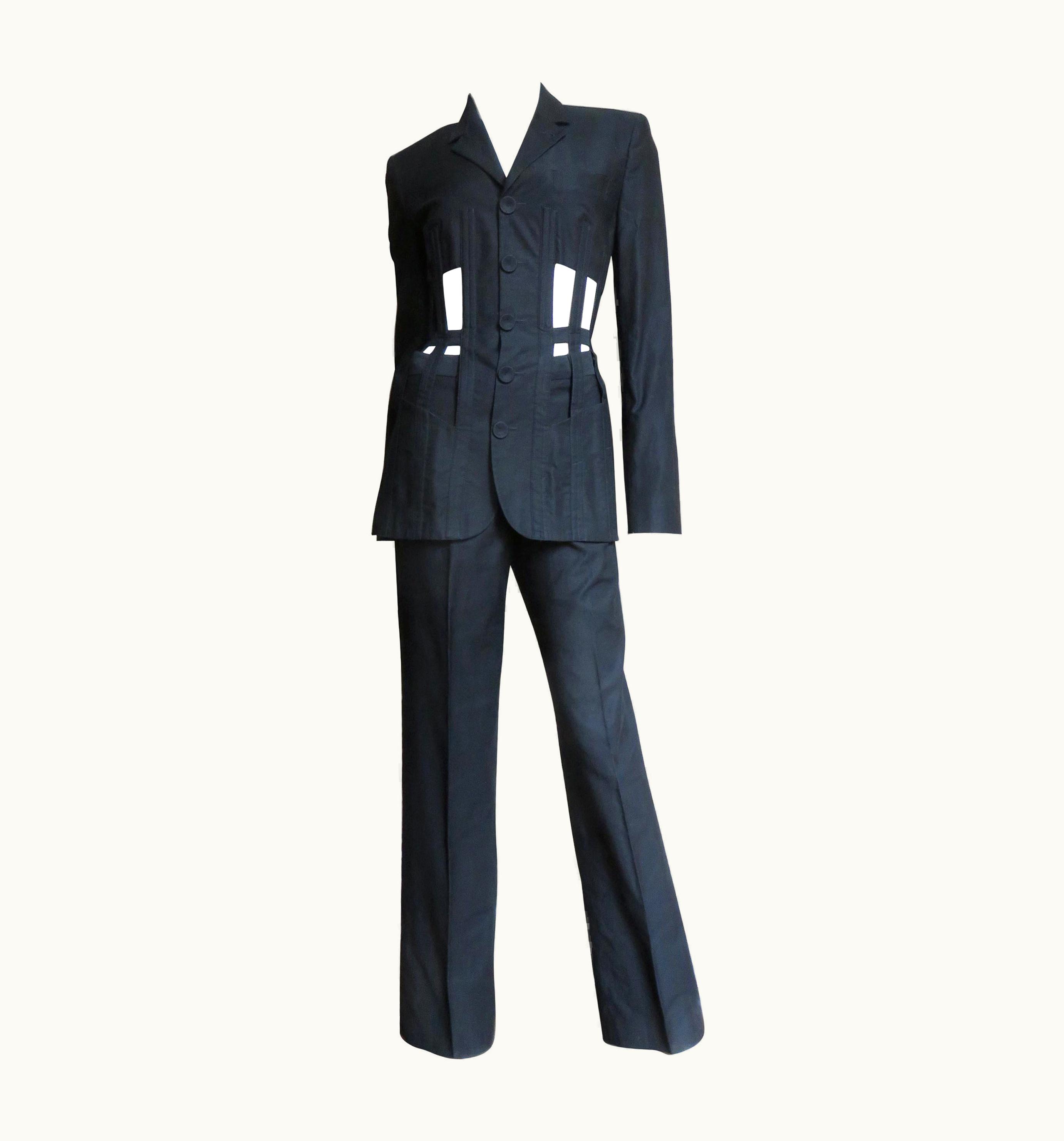 Jean-Paul Gaultier Jean Paul Gaultier Iconic Cage Corset Lace Up Jacket Pant Suit S/S 1989