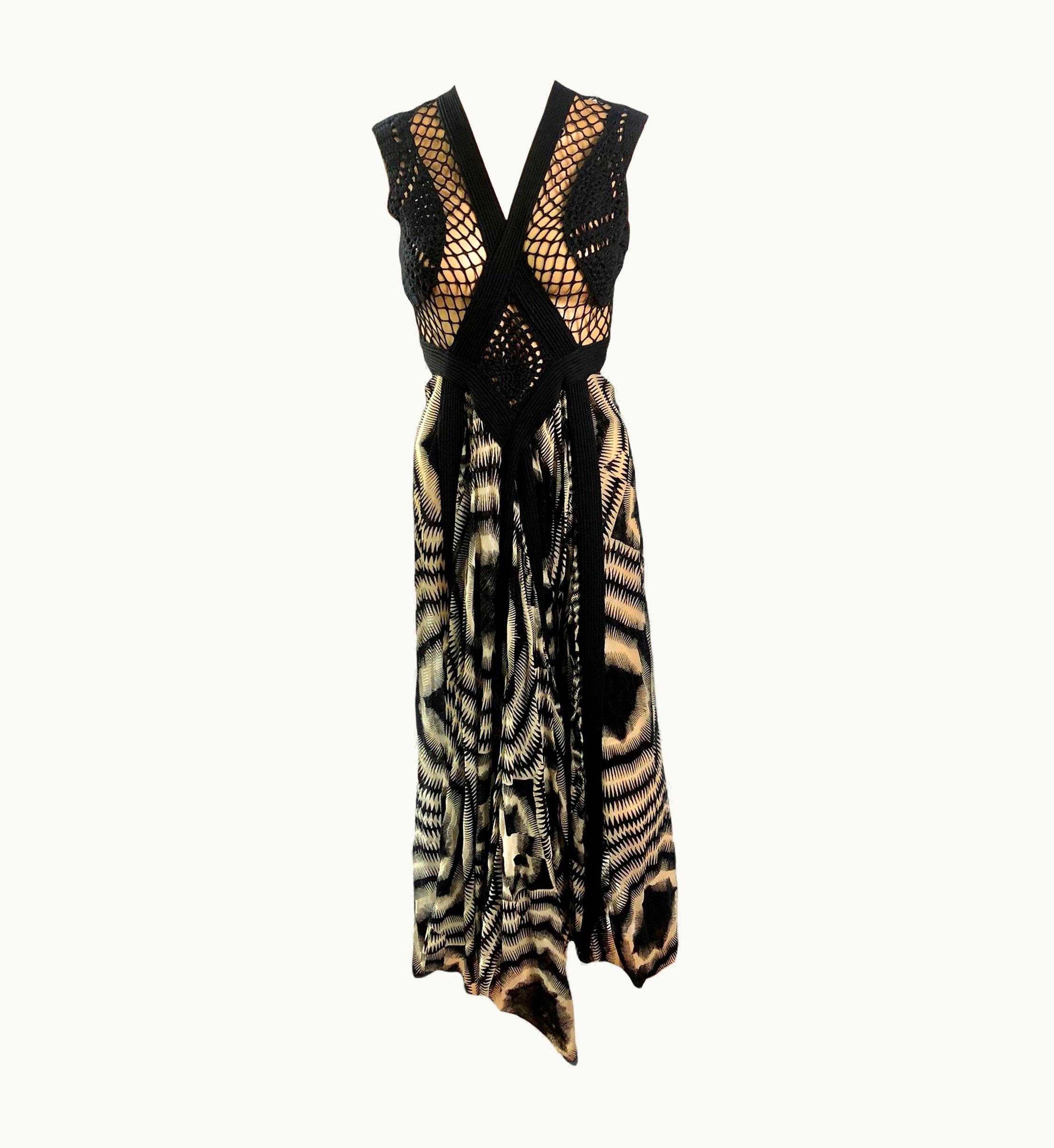 Jean-Paul Gaultier Jean Paul Gaultier AW 2009 Runway Sheer Mesh Crochet Open Knit Maxi Dress