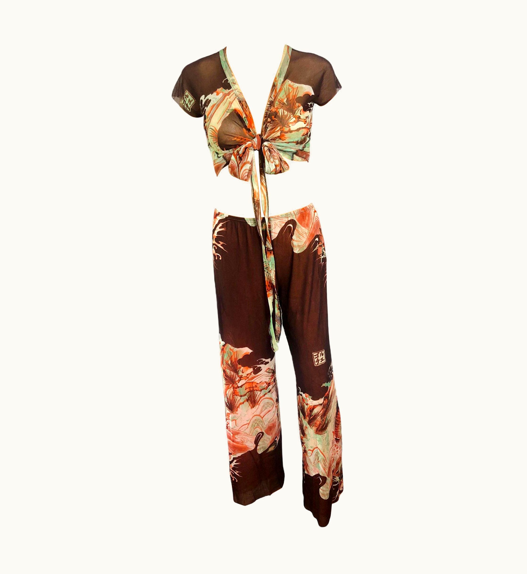 Jean-Paul Gaultier Jean Paul Gaultier Soleil Vintage Koi Fish Tattoo Print Top & Pants 2 Piece Set