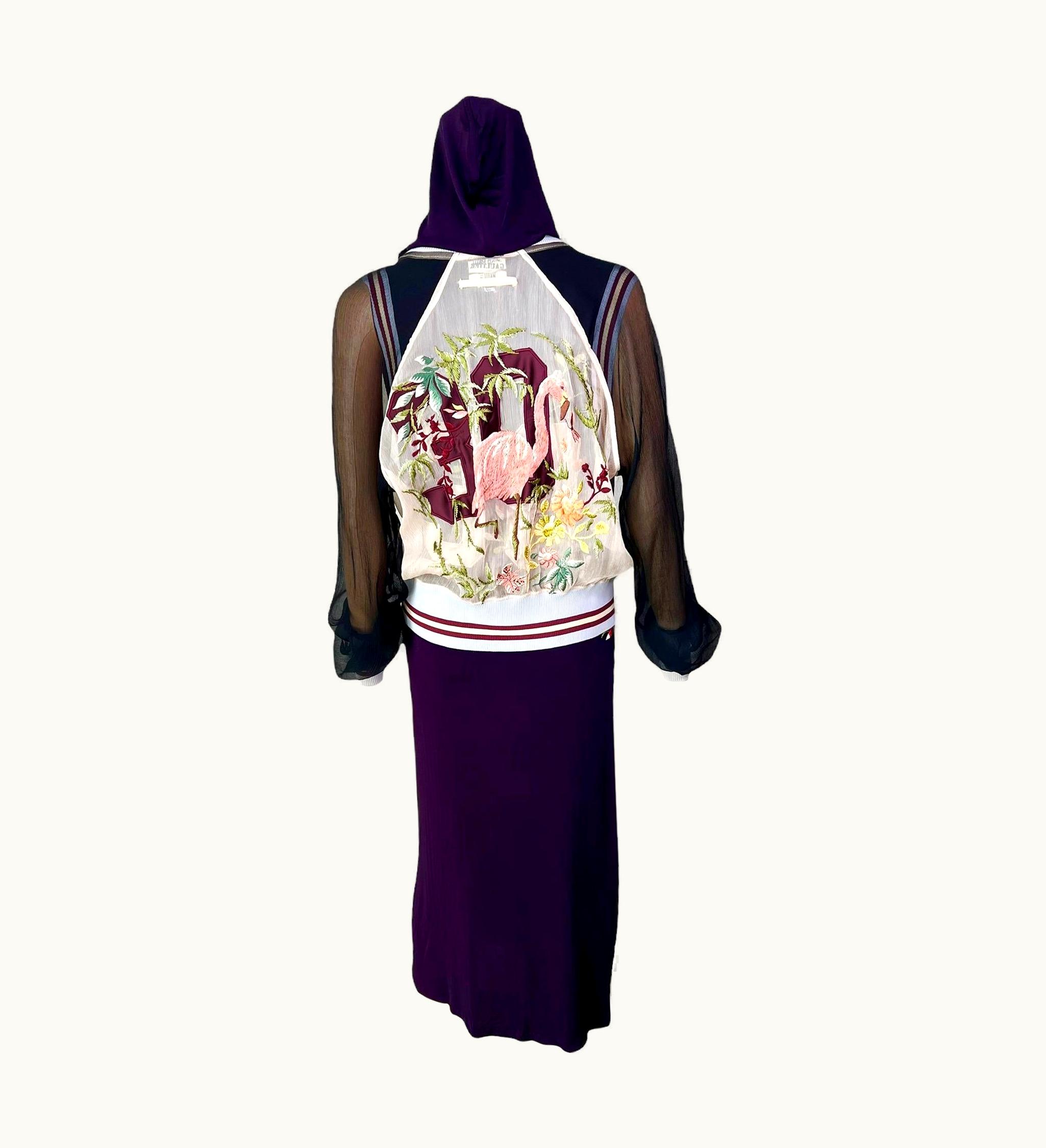 Jean-Paul Gaultier Jean Paul Gaultier S/S 2007 Embroidered Sheer Hooded Jacket & Dress 2 Piece Set