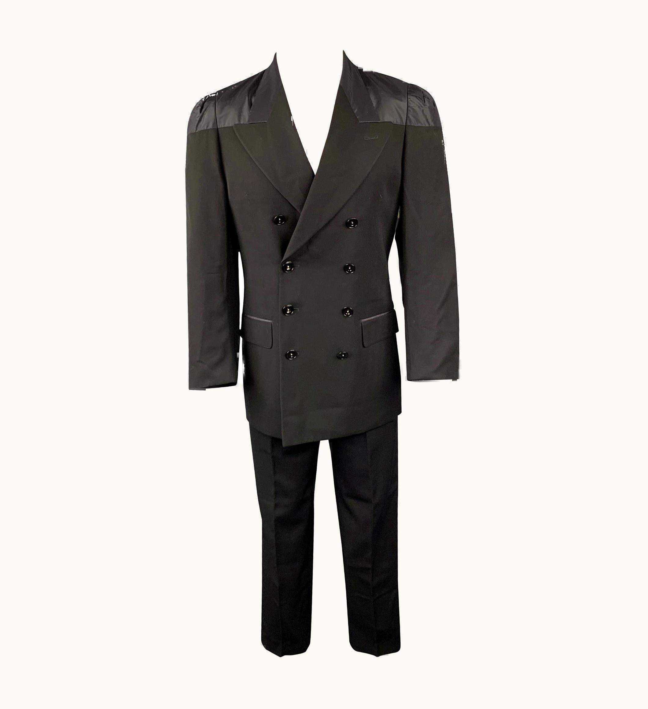 Jean-Paul Gaultier Jean Paul Gaultier Classique Black Wool Peak Lapel Double Breasted Suit