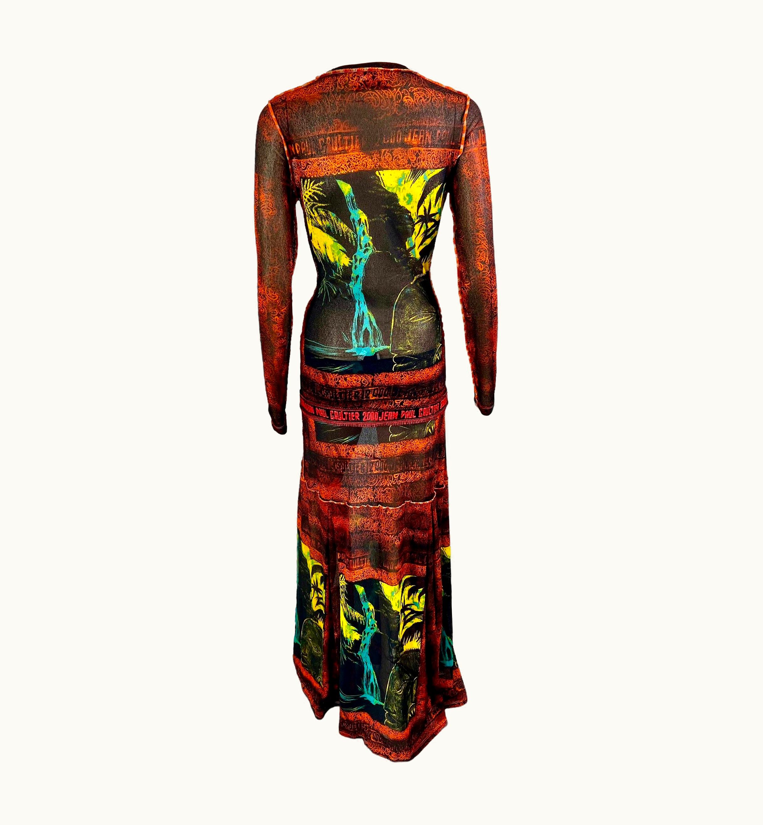 Jean-Paul Gaultier Jean Paul Gaultier Classique S/S 2000 Abstract Top & Skirt Ensemble 2 Piece Set
