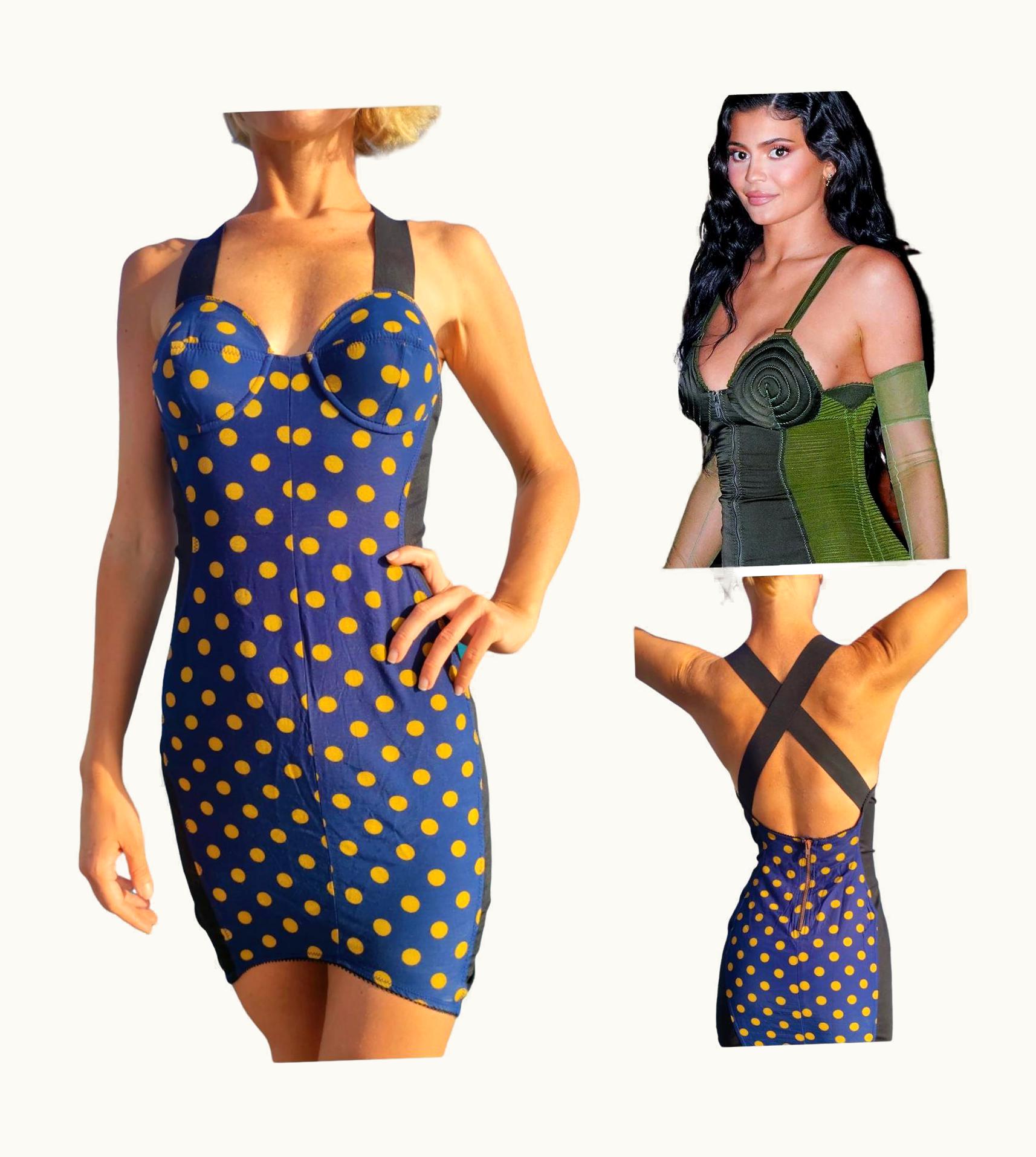 Jean-Paul Gaultier Jean Paul Gaultier Corset Junior Polka Dot Cone Bra Kylie Jenner Dress S/S 1987