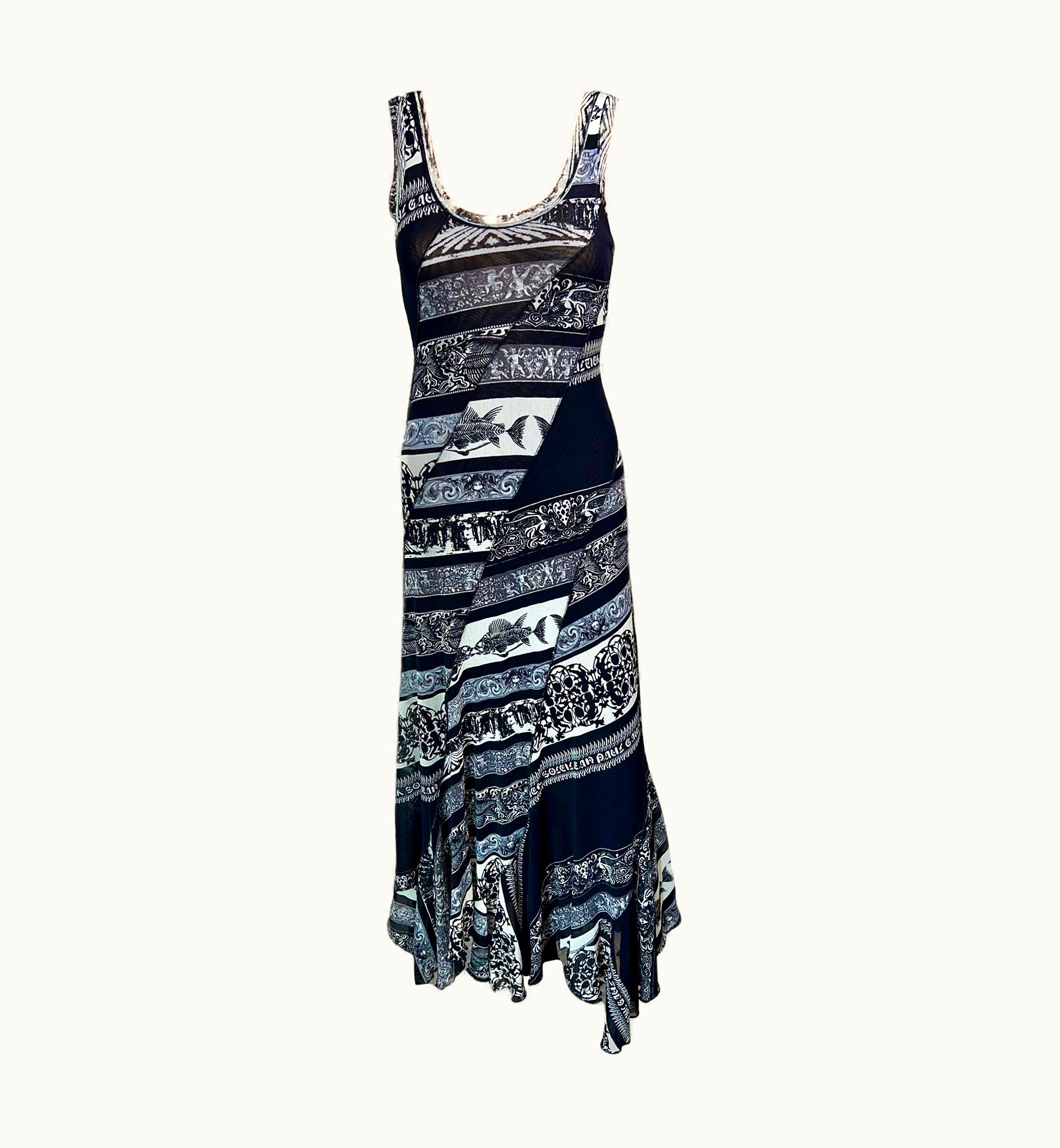 Jean-Paul Gaultier Jean Paul Gaultier Soleil Vintage Logo Semi-Sheer Mesh Maxi Dress