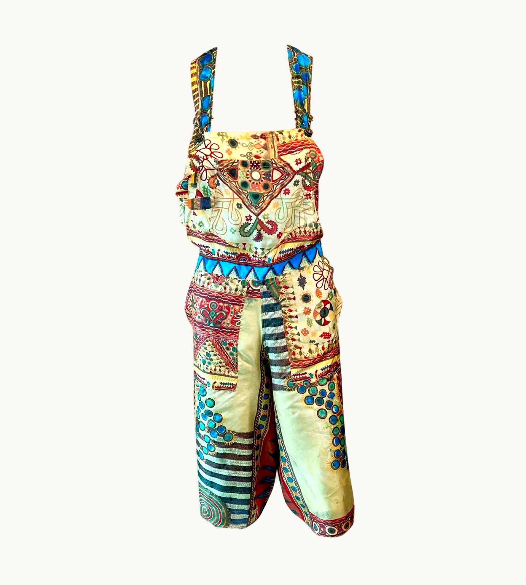Jean-Paul Gaultier Jean Paul Gaultier Soleil Vintage African Beads Print Wrap Jumpsuit Romper