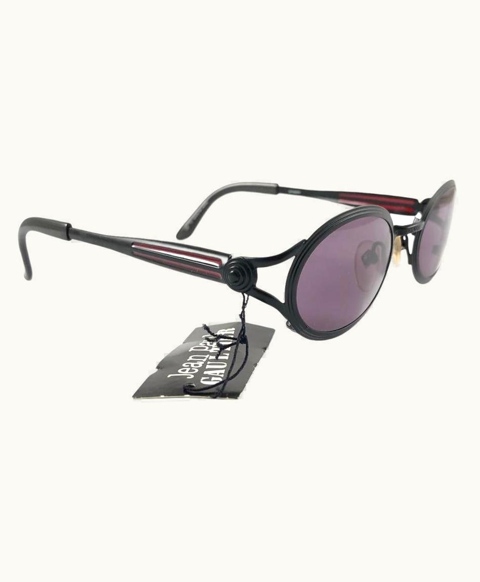 Jean-Paul Gaultier Vintage Jean Paul Gaultier 56 7114 Oval Black Frame Sunglasses 1990' Japan