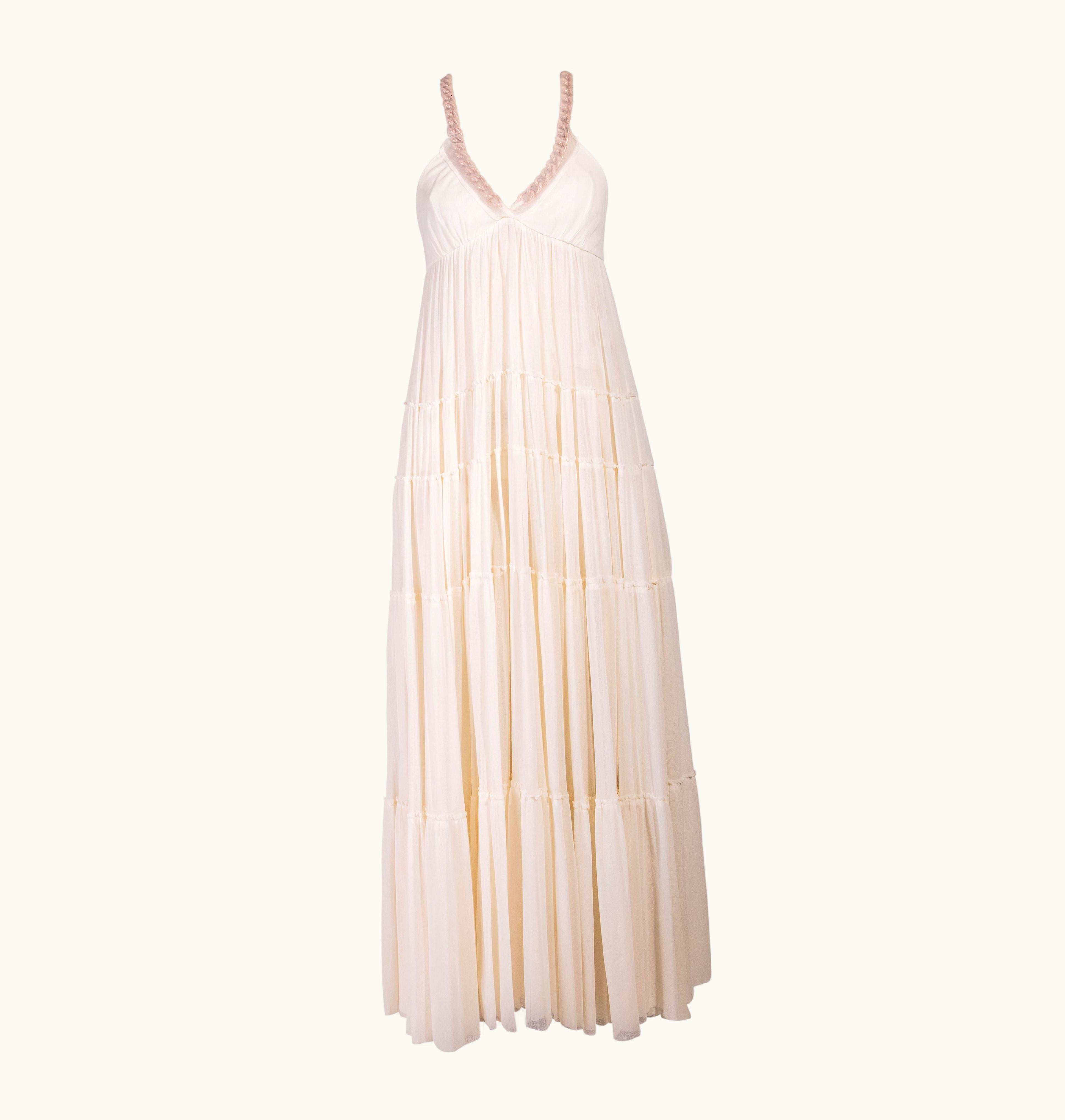 Jean-Paul Gaultier 2000' Jean Paul Gaultier White Ruffle Dress With Chain Straps