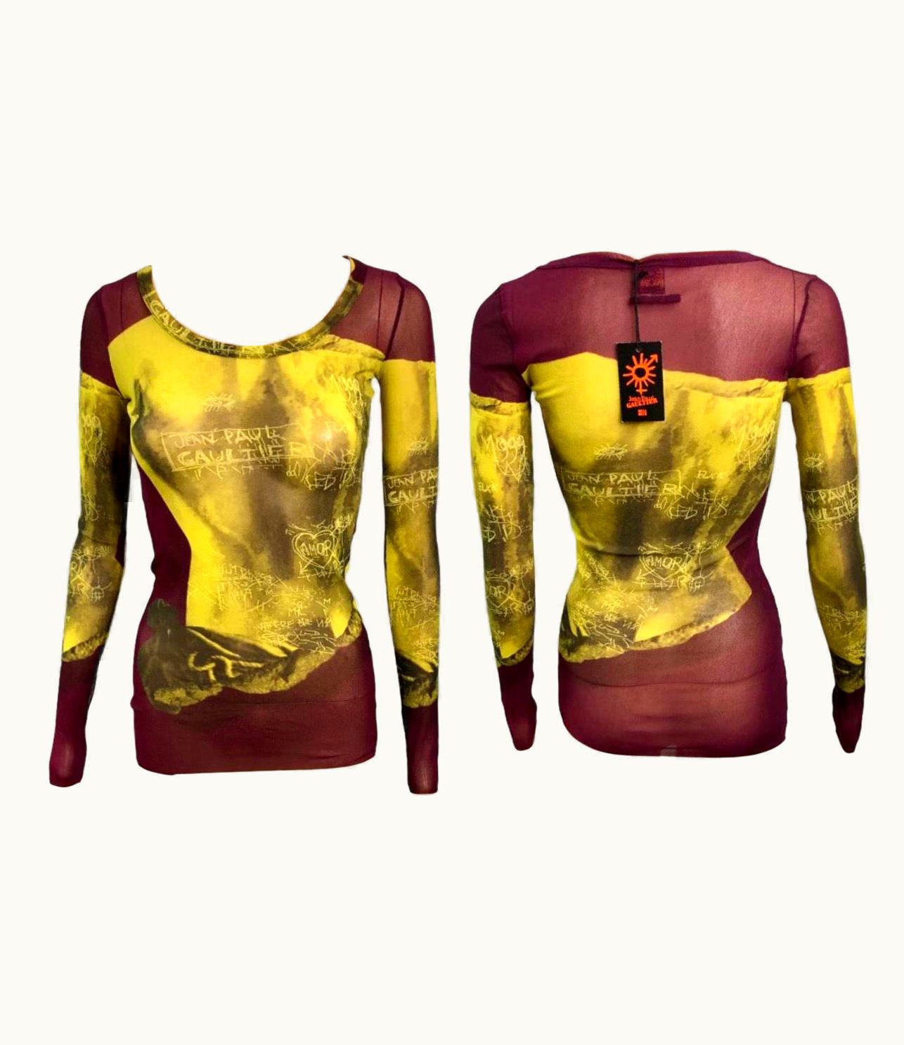 Jean-Paul Gaultier Jean Paul Gaultier Soleil S/S 1999 Vintage Unworn Venus De Milo Mesh Sheer Top