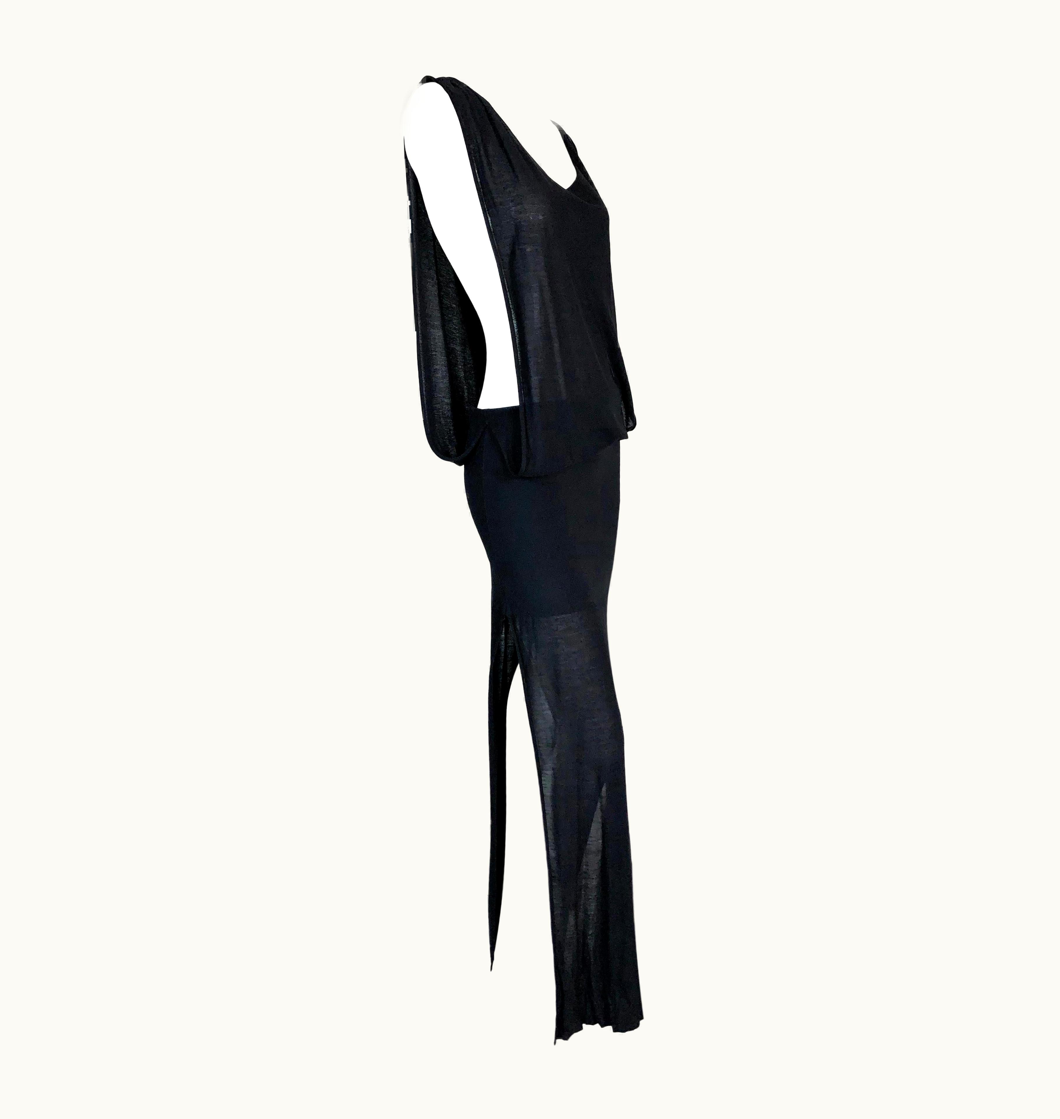 Jean-Paul Gaultier S/S 2001 Jean Paul Gaultier Runway Black Cut-Out Sides High Slits Long Dress