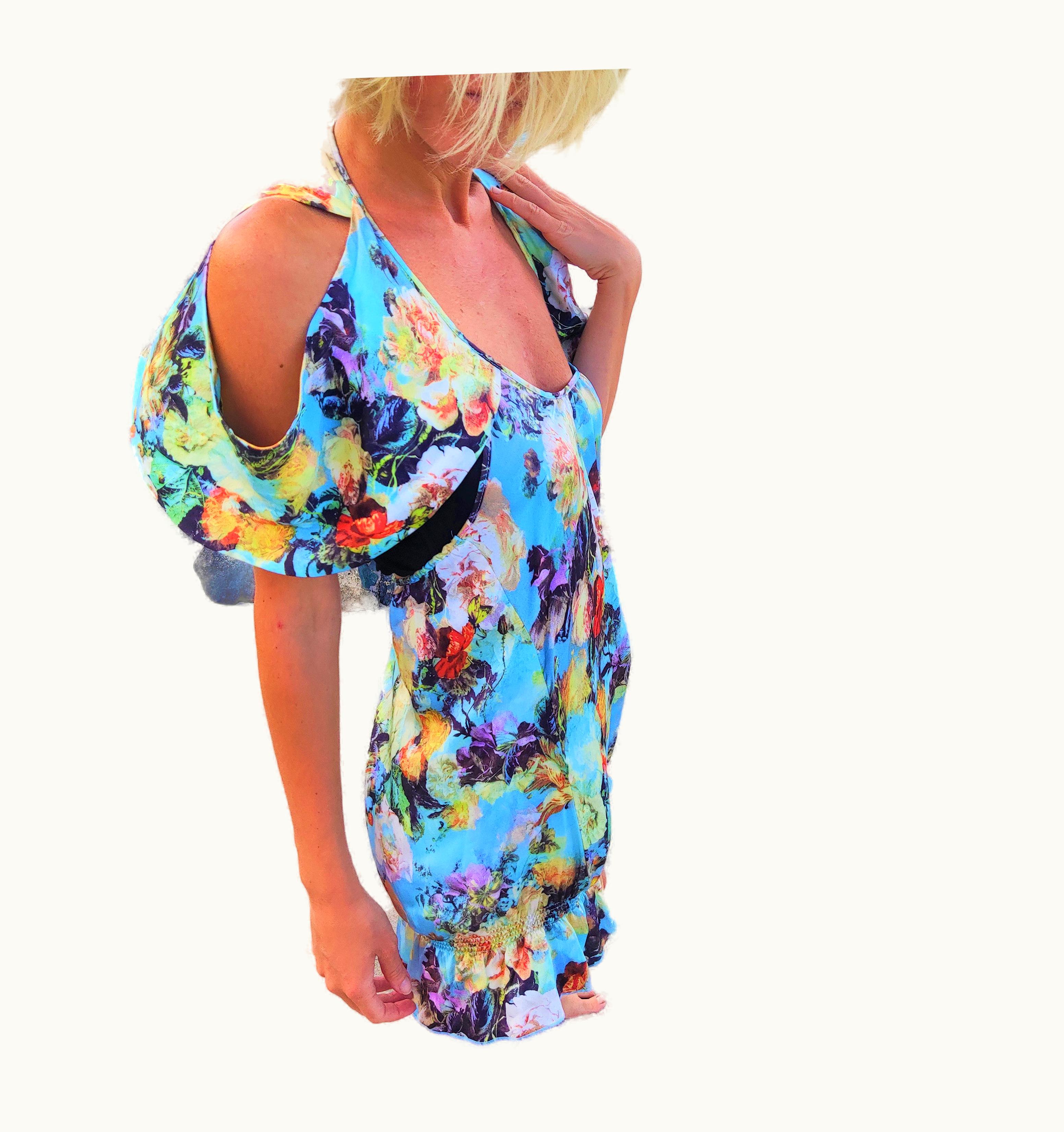 Jean-Paul Gaultier Jean Paul Gaultier Silk Floral Rose Open Back Sexy Silk Jpg Dress Tee Top Tunic