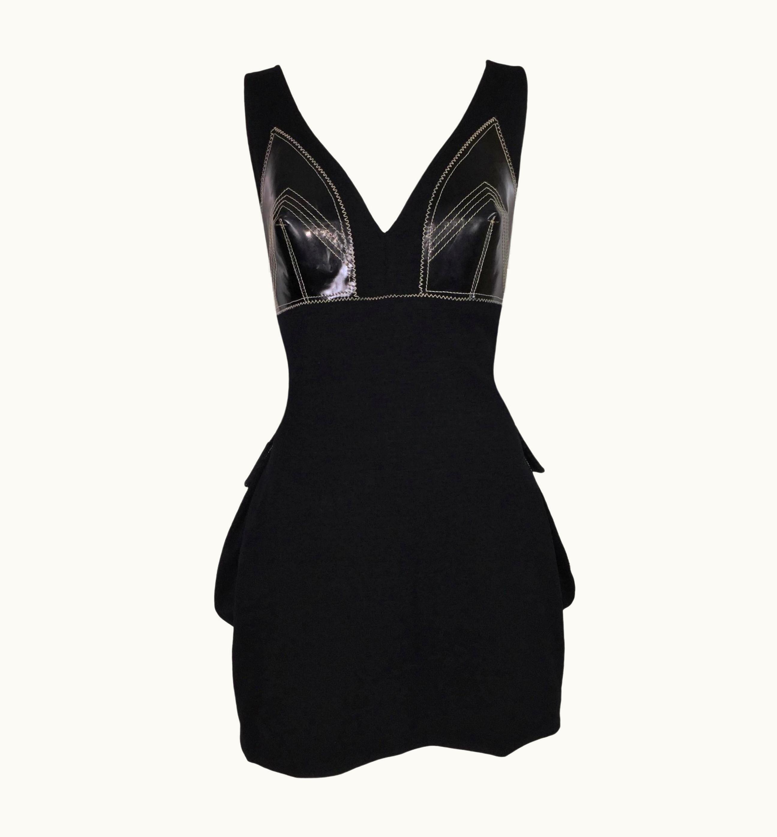 Jean-Paul Gaultier AW 1992 Jean Paul Gaultier Runway Black Cone Bra Large Butt Pockets Mini Dress