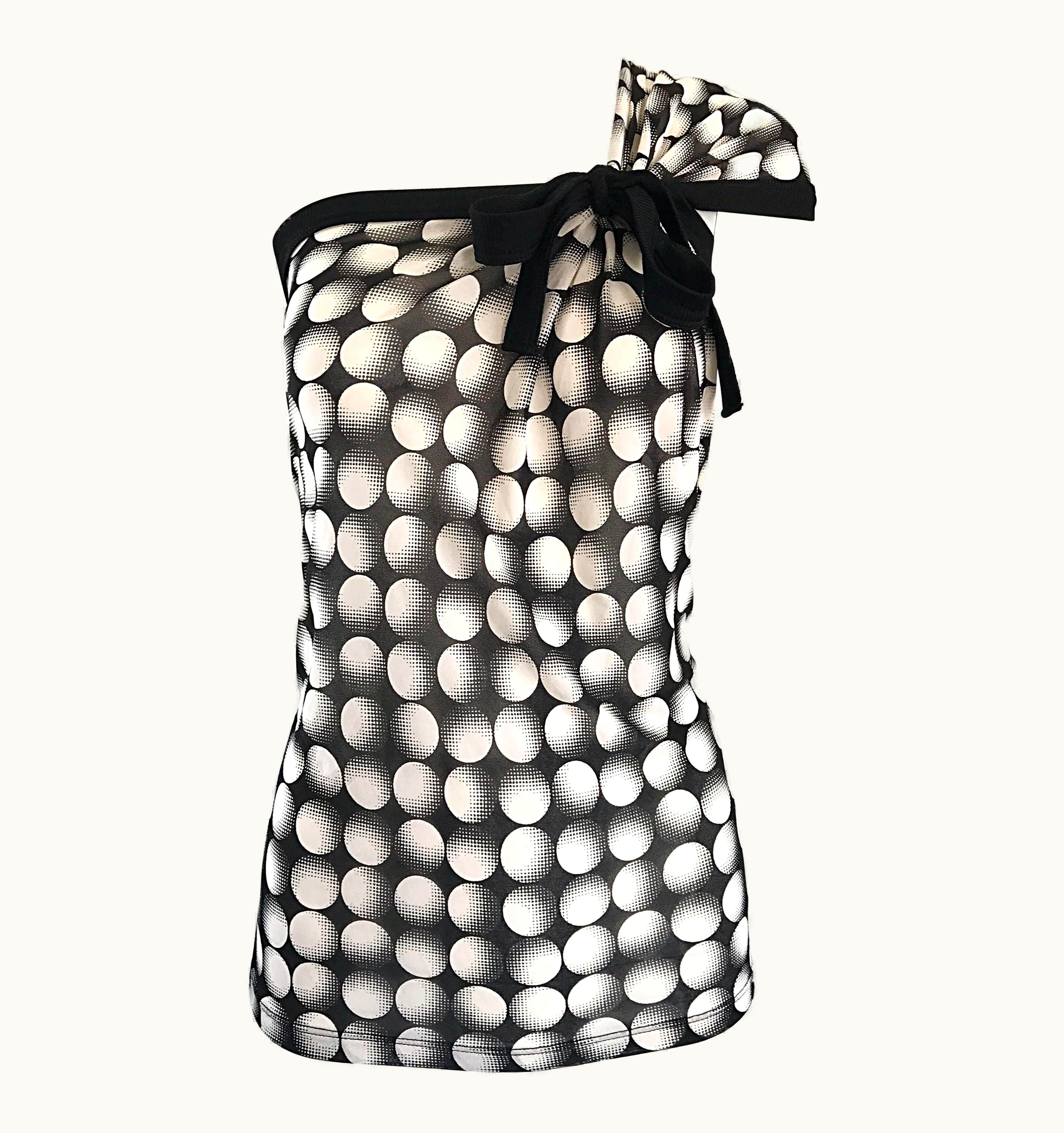Jean-Paul Gaultier Jean Paul Gaultier 1990s Black And White arge One Shoulder Op Art Top