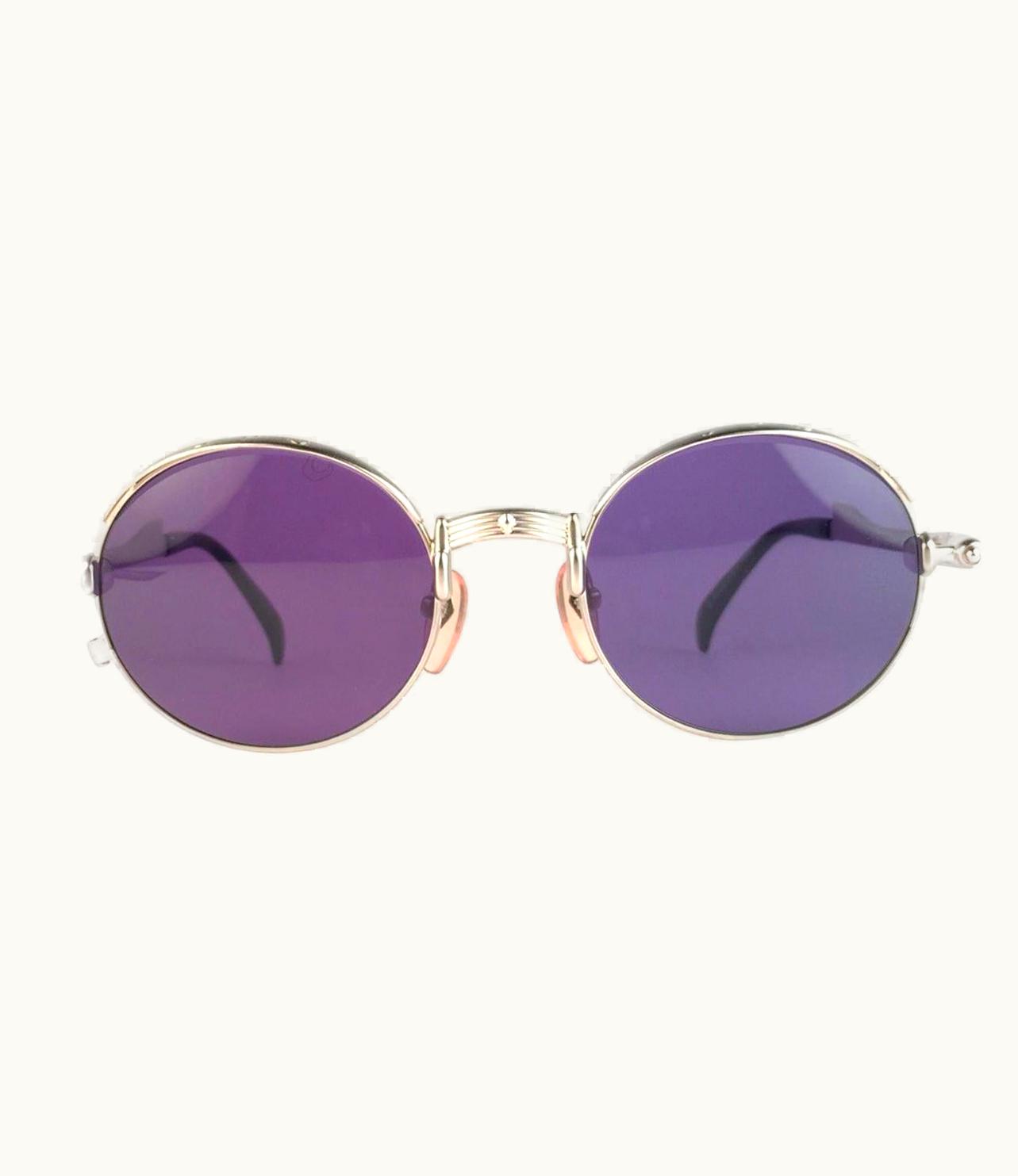 Jean-Paul Gaultier Jean Paul Gaultier 56 4178 Silver Metal Jet Ornaments Grey Lens 1990' Japan