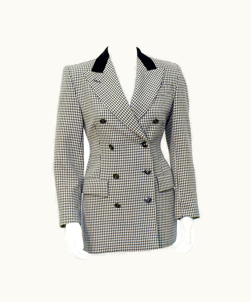 Jean-Paul Gaultier 1980s Jean Paul Gaultier Black Houdstooth & Suede Avant-Garde Jacket