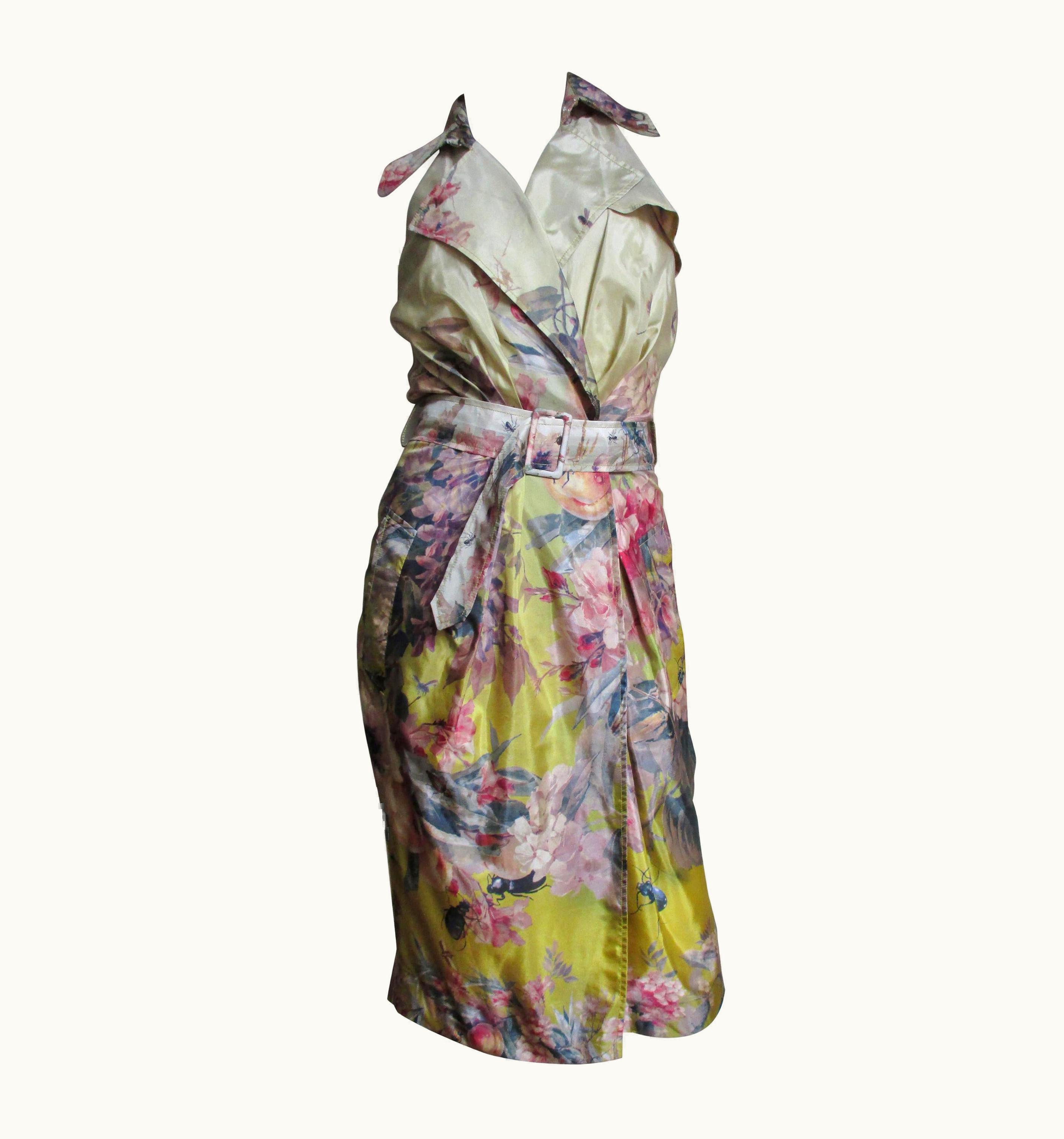Jean-Paul Gaultier Jean Paul Gaultier Ombre Silk Flower Wrap Dress