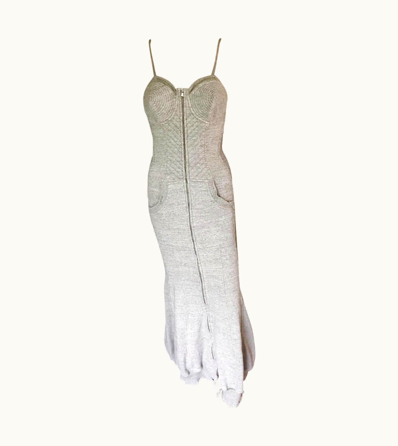 Jean-Paul Gaultier Jean Paul Gaultier 1990' Vintage Gray Cone Bra Corset Long Dress UZ0596763