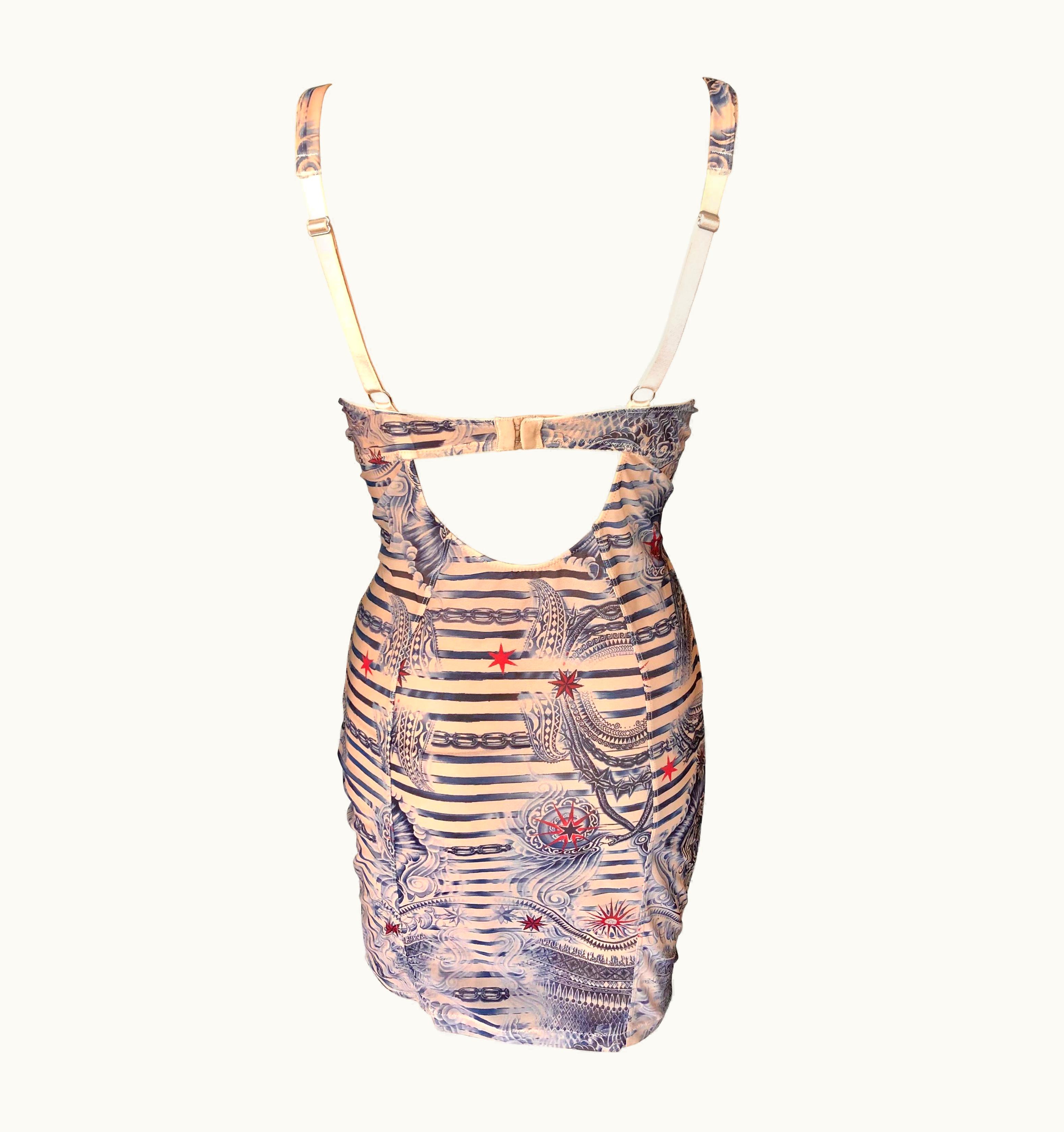 Jean-Paul Gaultier Jean Paul Gaultier Lindex 2014 Limited Edition Tattoo Bodycon Mesh Mini Dress