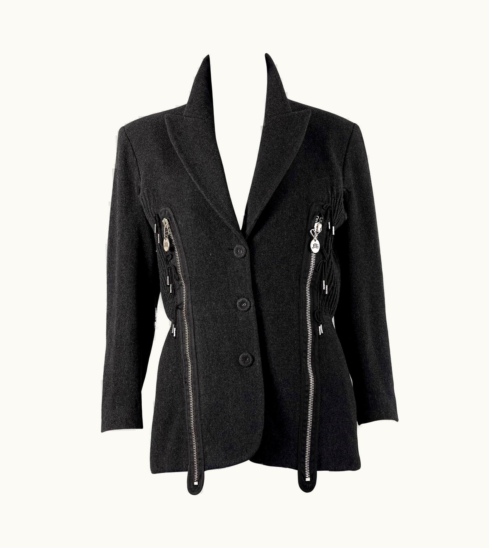 Jean-Paul Gaultier Vintage Jean Paul Gaultier Avant Garde Zippered Arm Hole Wool Blazer Jacket