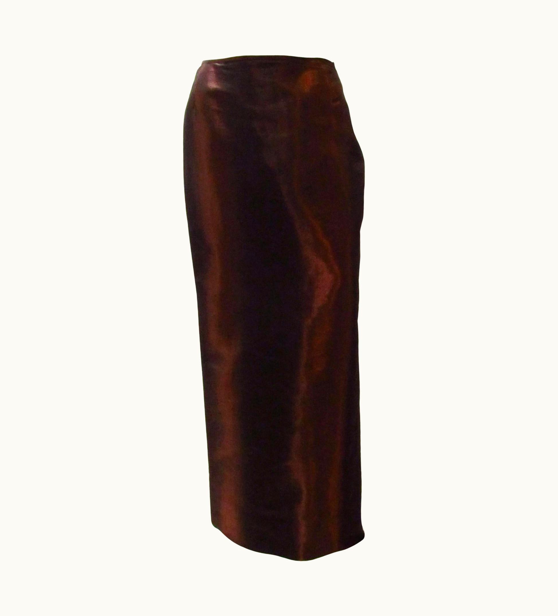 Jean-Paul Gaultier Jean Paul Gaultier Femme Long Metallic Maroon Red Long Skirt
