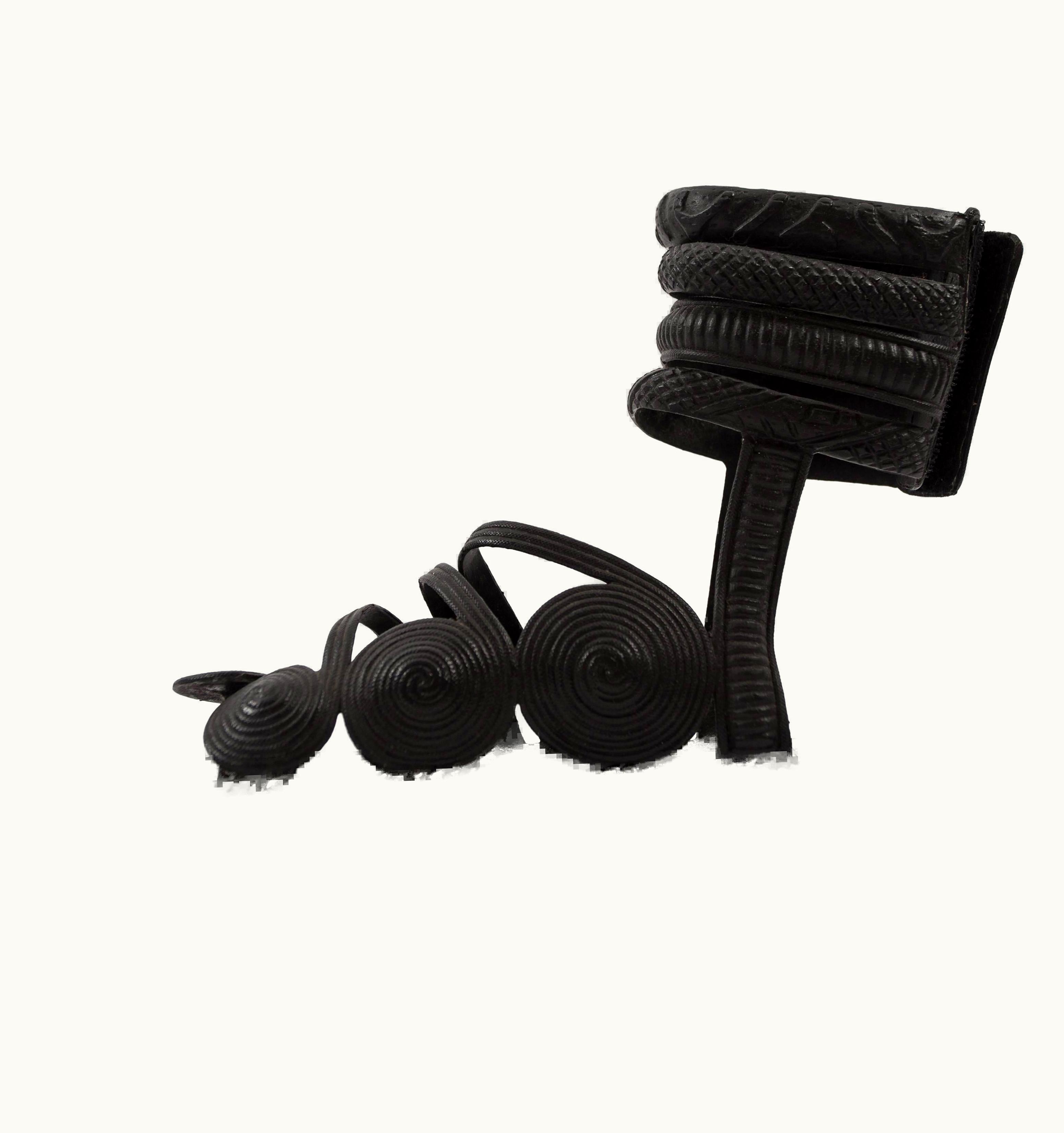 Jean-Paul Gaultier Jean Paul Gaultier Spring-Summer 1985 Black Rubber Platform Sandals