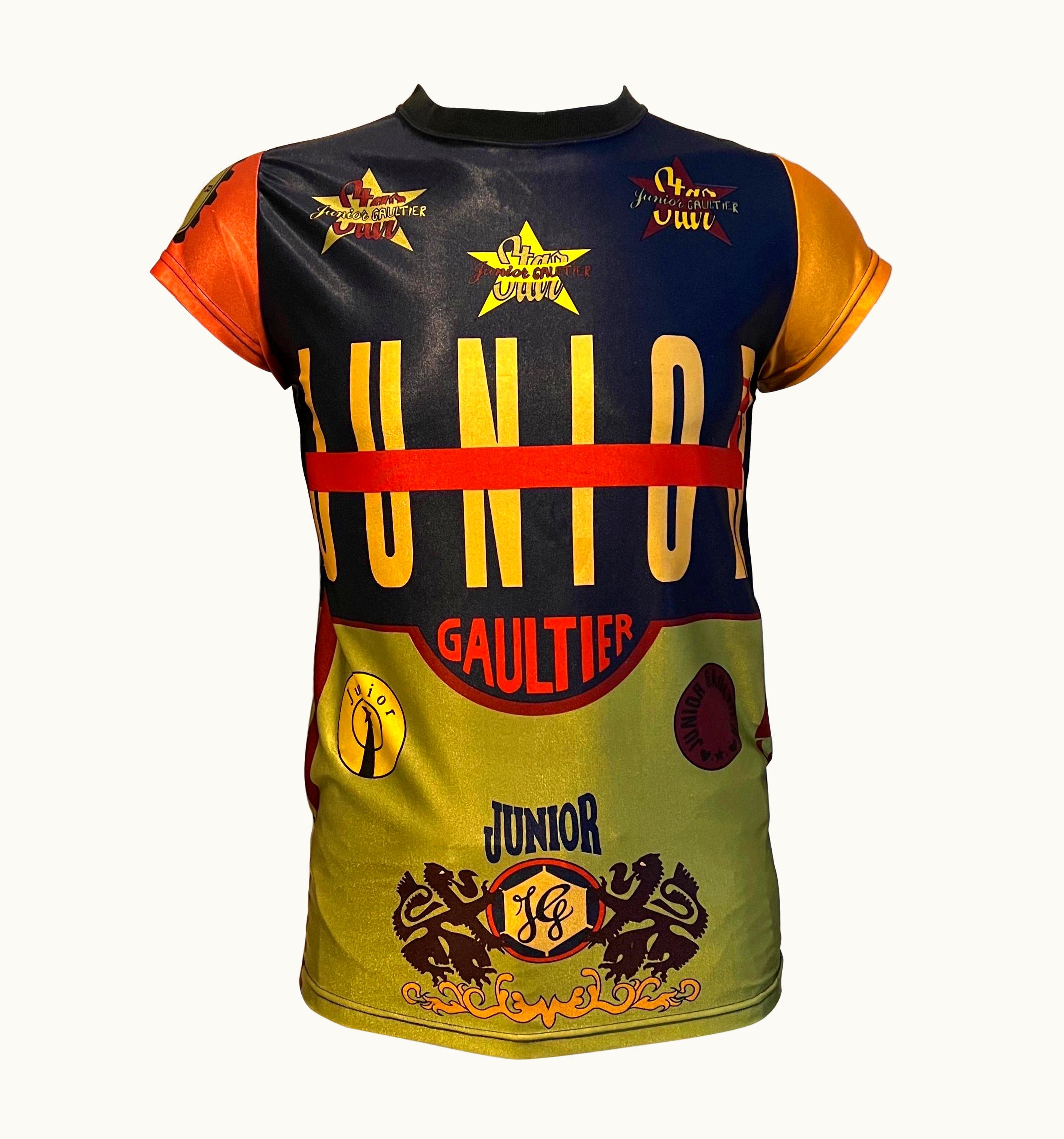 Jean-Paul Gaultier Vintage 1990' Junior Gaultier Iconic Multicoloured Graphic Logo Tee Shirt