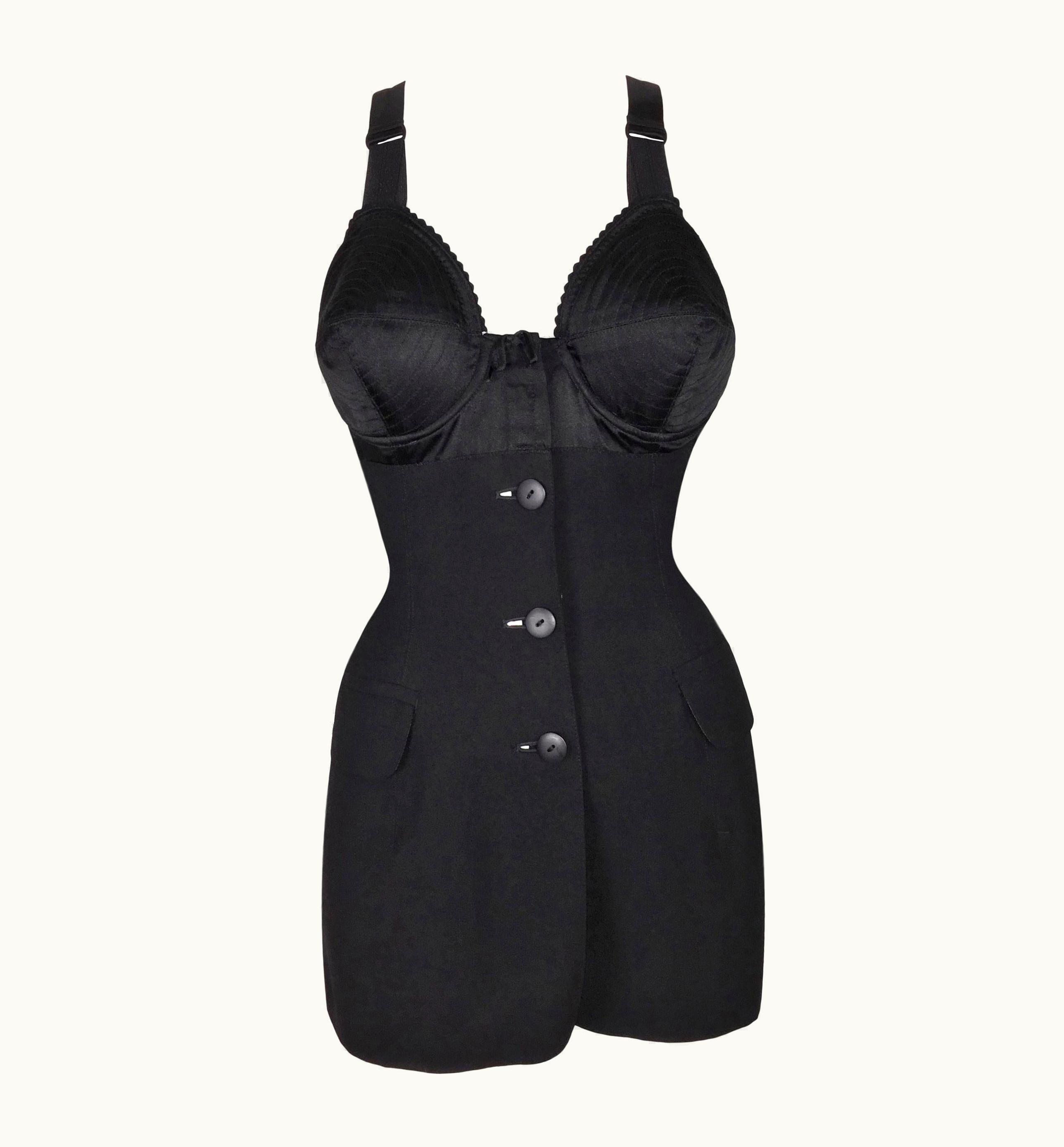 Jean-Paul Gaultier Vintage 1987 Jean Paul Gaultier Black Cone Bra Tunic Top