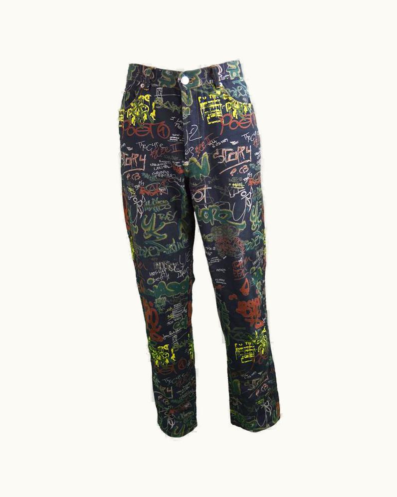 Jean-Paul Gaultier Jean Paul Gaultier Men' Vintage Graffiti Denim Jeans Pants, C 1989
