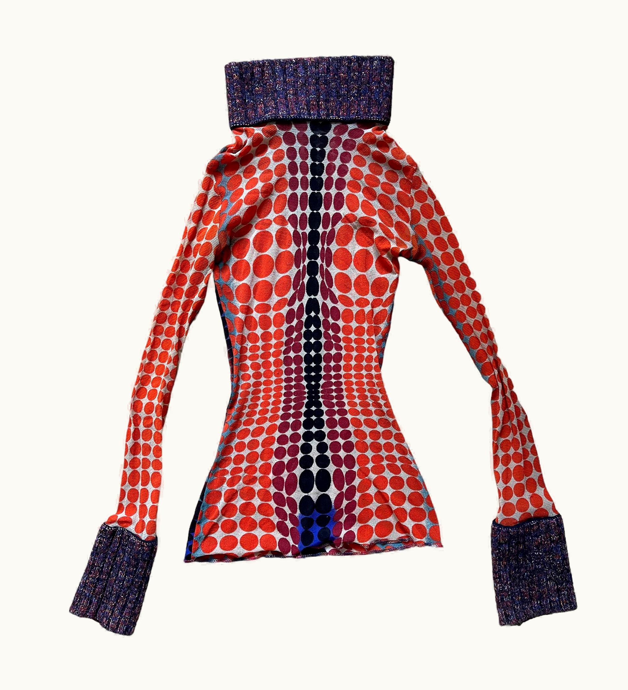 Jean-Paul Gaultier Jean Paul Gaultier AW 1995 Runway Cyber Dot Mesh And Knitted Top Turtle Neck