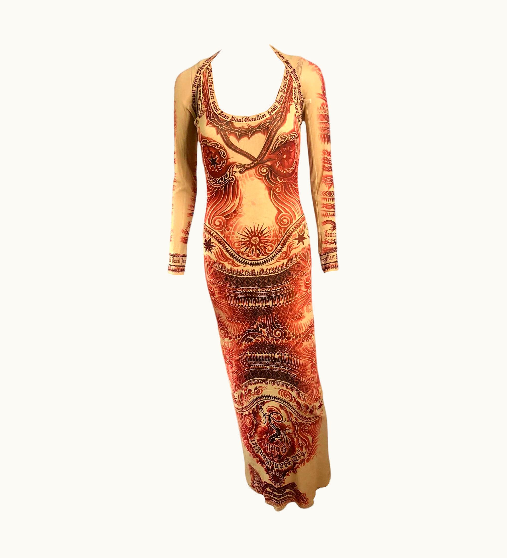 Jean-Paul Gaultier Jean Paul Gaultier Soleil Vintage Tattoo Bodycon Mesh Bolero Dress 2 Piece Set