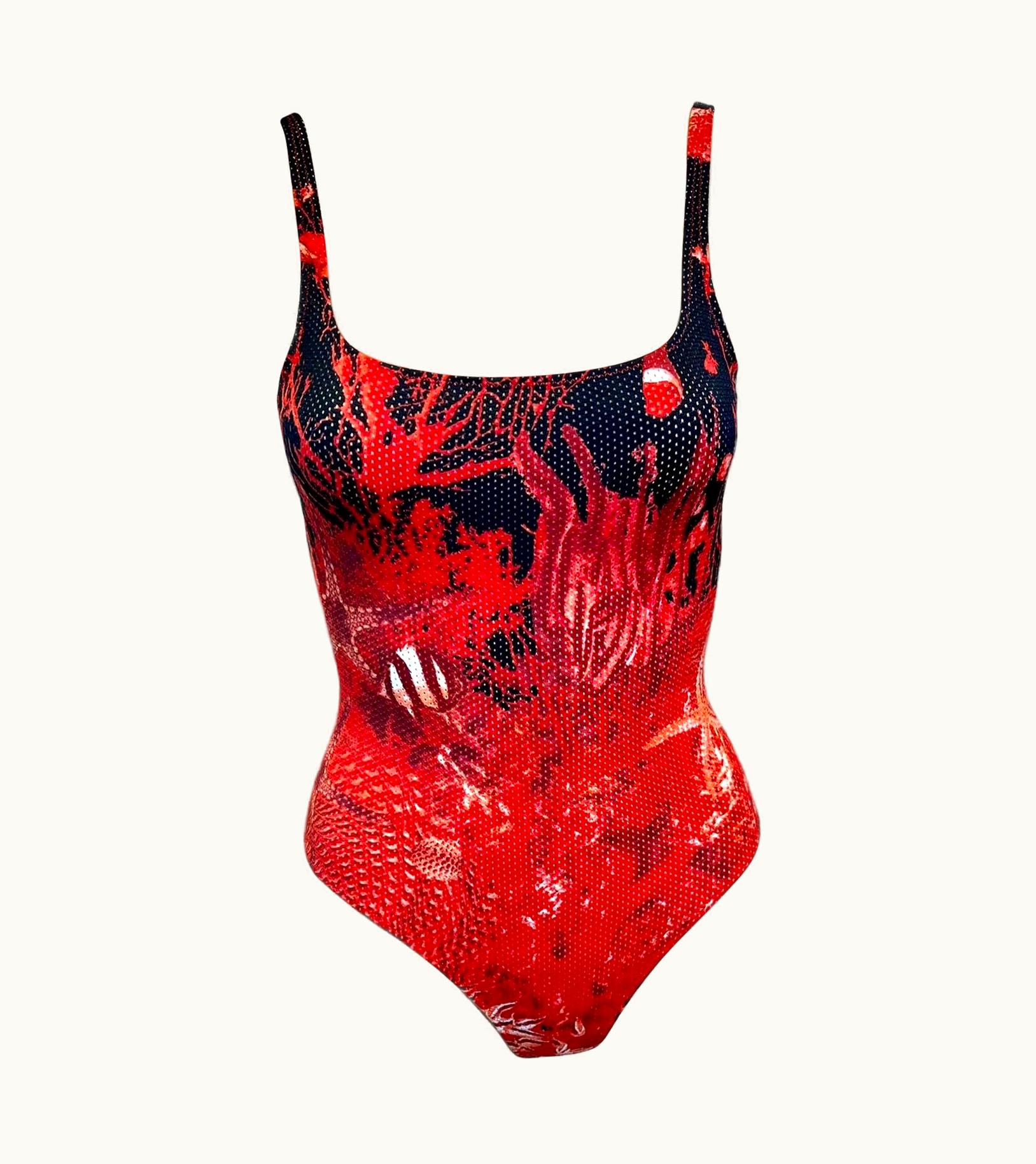 Jean-Paul Gaultier Jean Paul Gaultier Soleil S/S 1999 Sea Life Print Bodysuit Swimwear Swimsuit