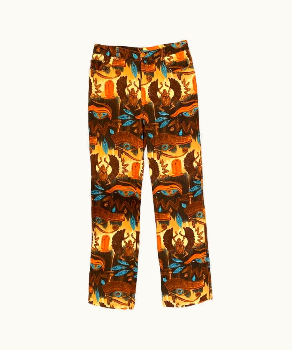 Jean-Paul Gaultier Jean-Paul Gaultier 1997 Printed Eye Of Horus And Scarab Egyptian Trousers