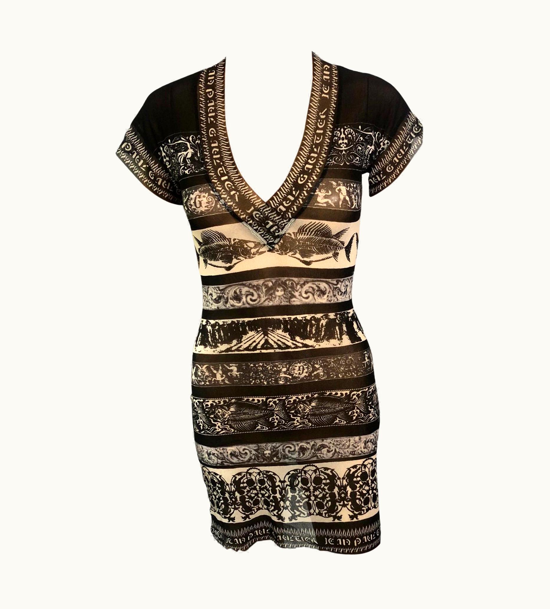 Jean-Paul Gaultier Jean Paul Gaultier Classique S/S 1998 Vintage Logo Semi-Sheer Mesh Mini Dress