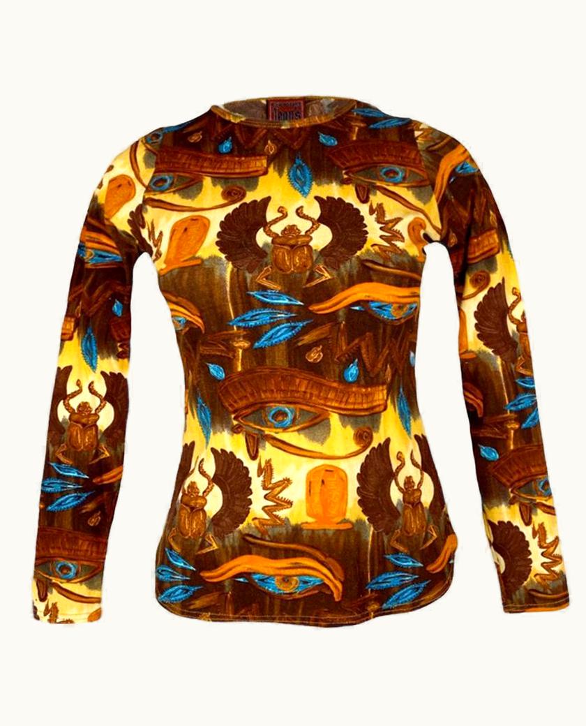 Jean-Paul Gaultier Jean-Paul Gaultier 1997 Printed Eye Of Horus And Scarab Egyptian Mesh Top