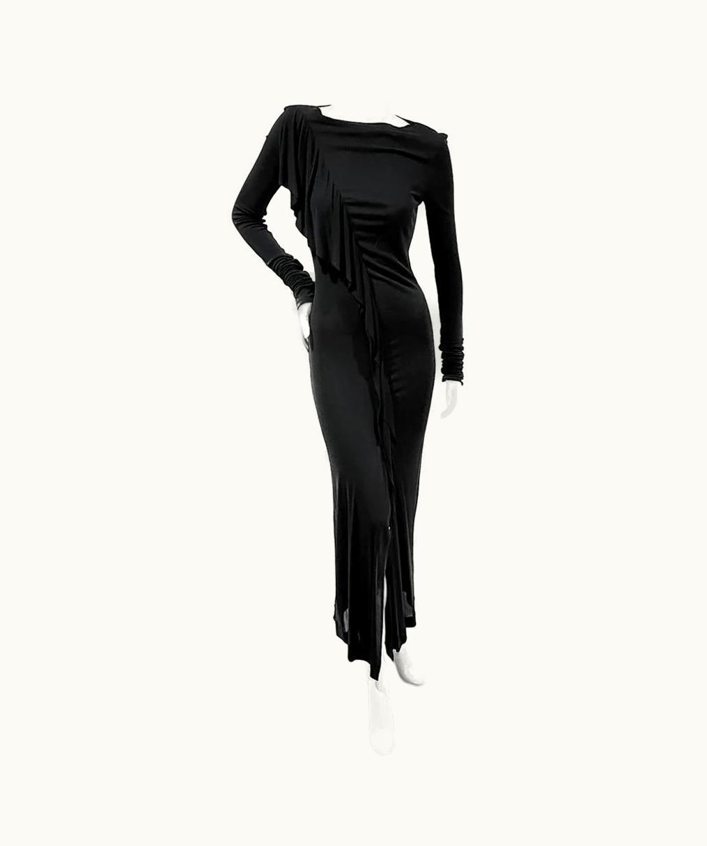 Jean-Paul Gaultier Vintage Jpg Asymmetrical Frill Maxi Dress