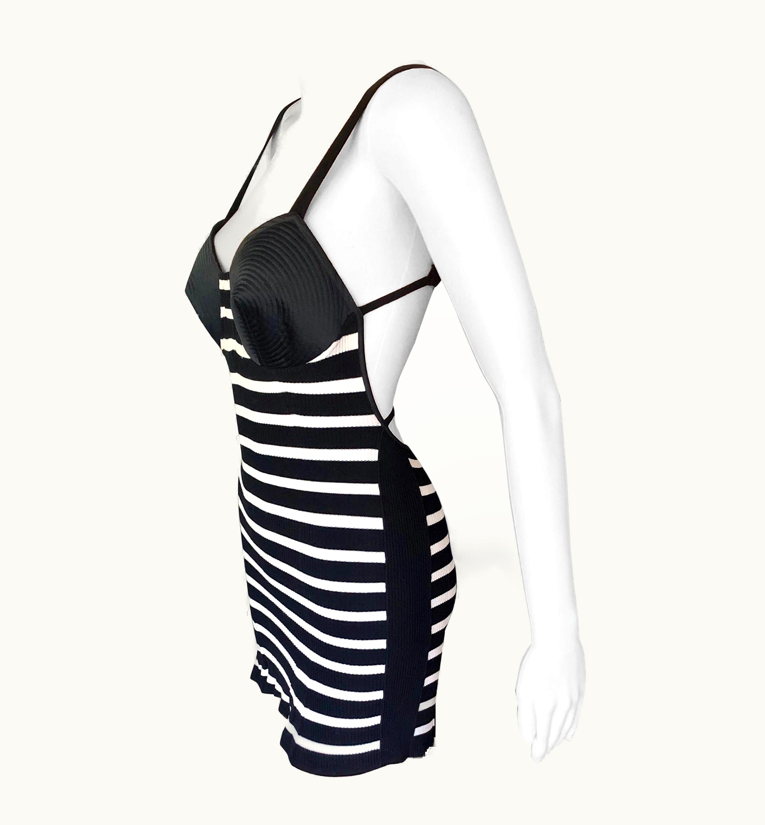 Jean-Paul Gaultier Jean Paul Gaultier 1990' Vintage Cone Bra Bodycon Open Back Mini Dress
