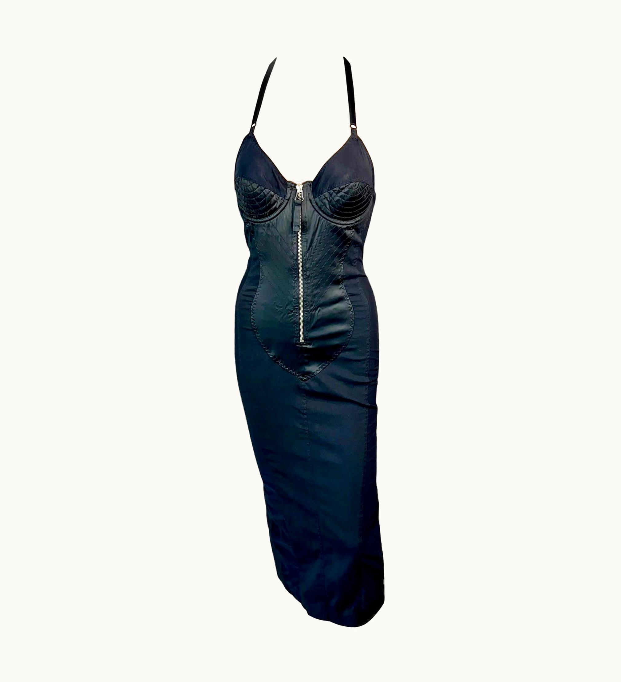 Jean-Paul Gaultier Jean Paul Gaultier 1990' Vintage Cone Bra Corset Bondage Black Evening Dress UZ0596910